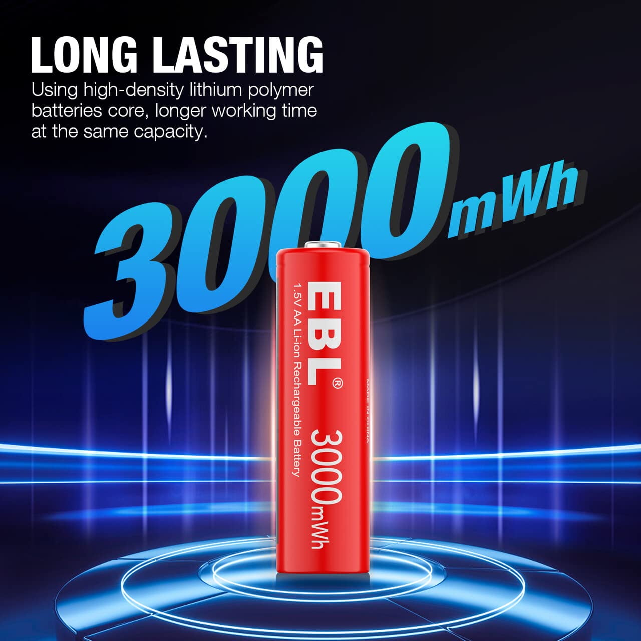 EBL AA Lithium Batteries, 1.5V Rechargeable High-Capacity Power Cells (11 Pack) rr92r - Image 3