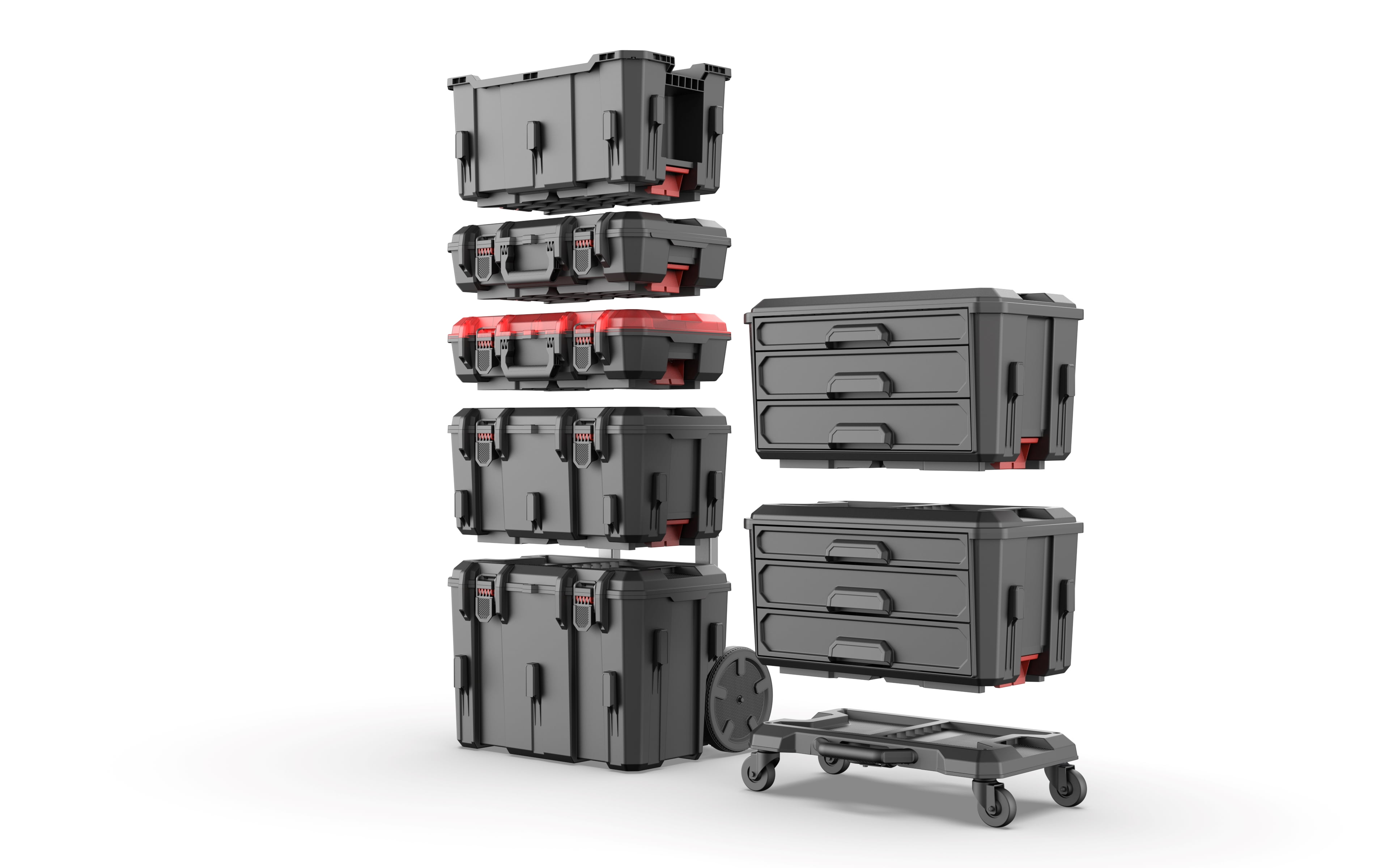 Hyper Tough Hyper Stack Tool Box Organizer (Red, 17.5 in x 13.5 in x 5 in) 1cik1