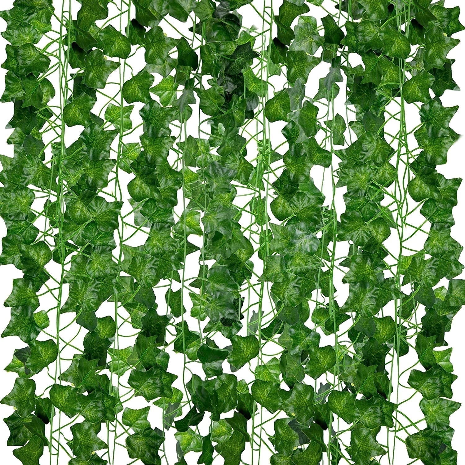 Huryfox Artificial Ivy Vines, Faux Hanging Plants for Home Decor, Realistic Silk Greenery Garland (Green, 12 Pack, 6.9 ft) d0xc3