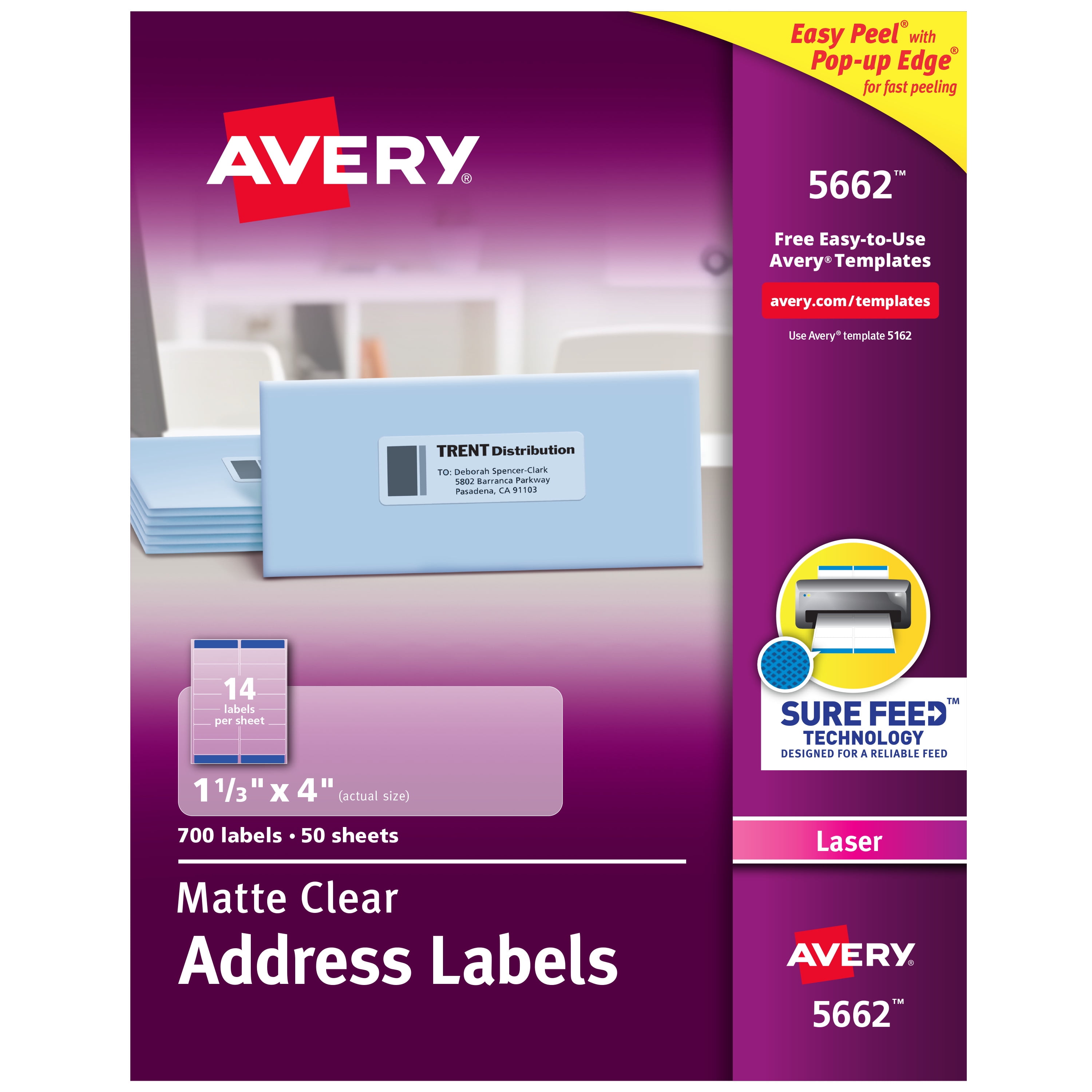 Avery Address Labels, Sure Feed Technology, Permanent Adhesive, Professional Clear Finish (1.33 in x 4 in, 700 Count) bkasm