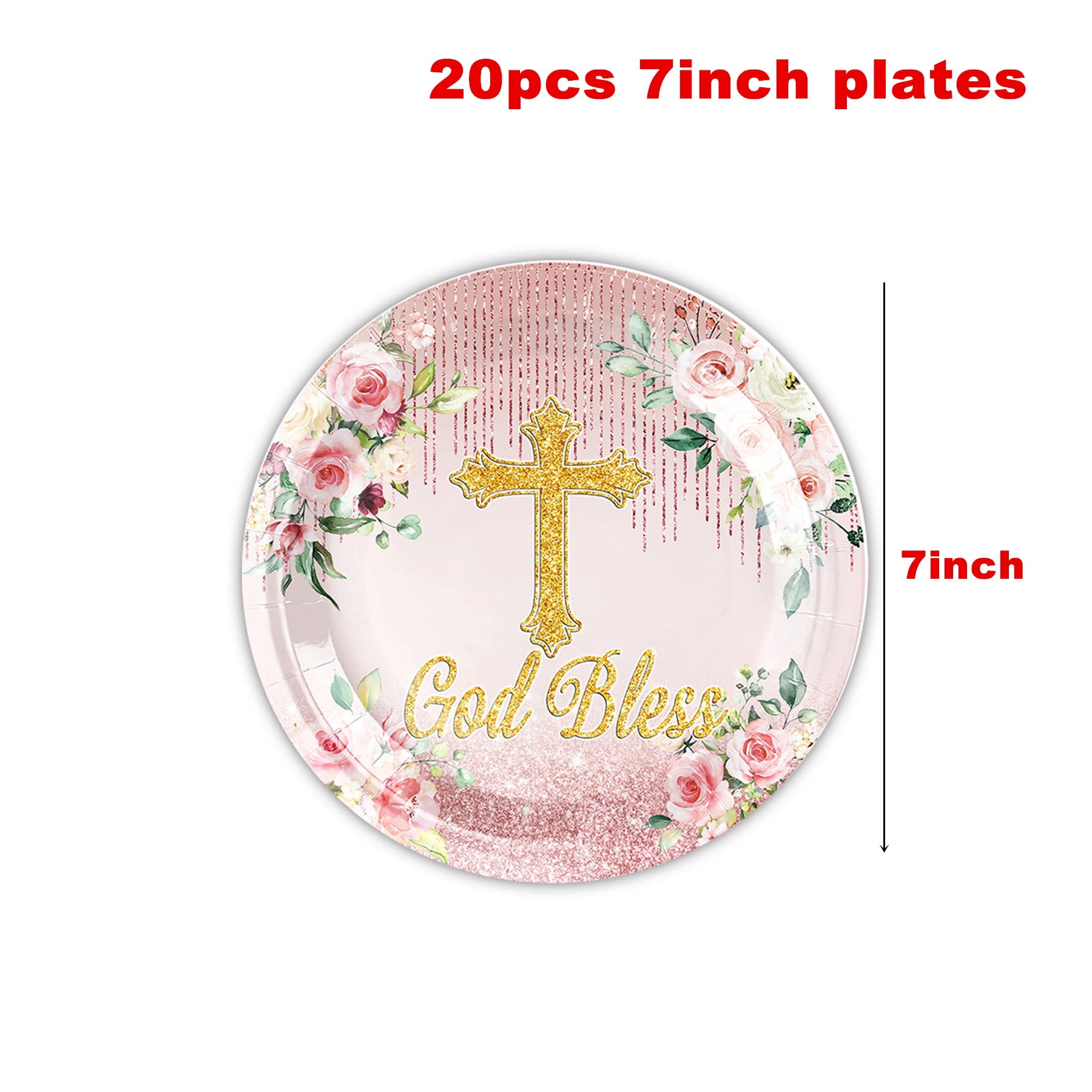 Generic God Bless Party Tableware Set, Baptism First Holy Communion Decorations (Pink, 161 Pcs) u7dx4