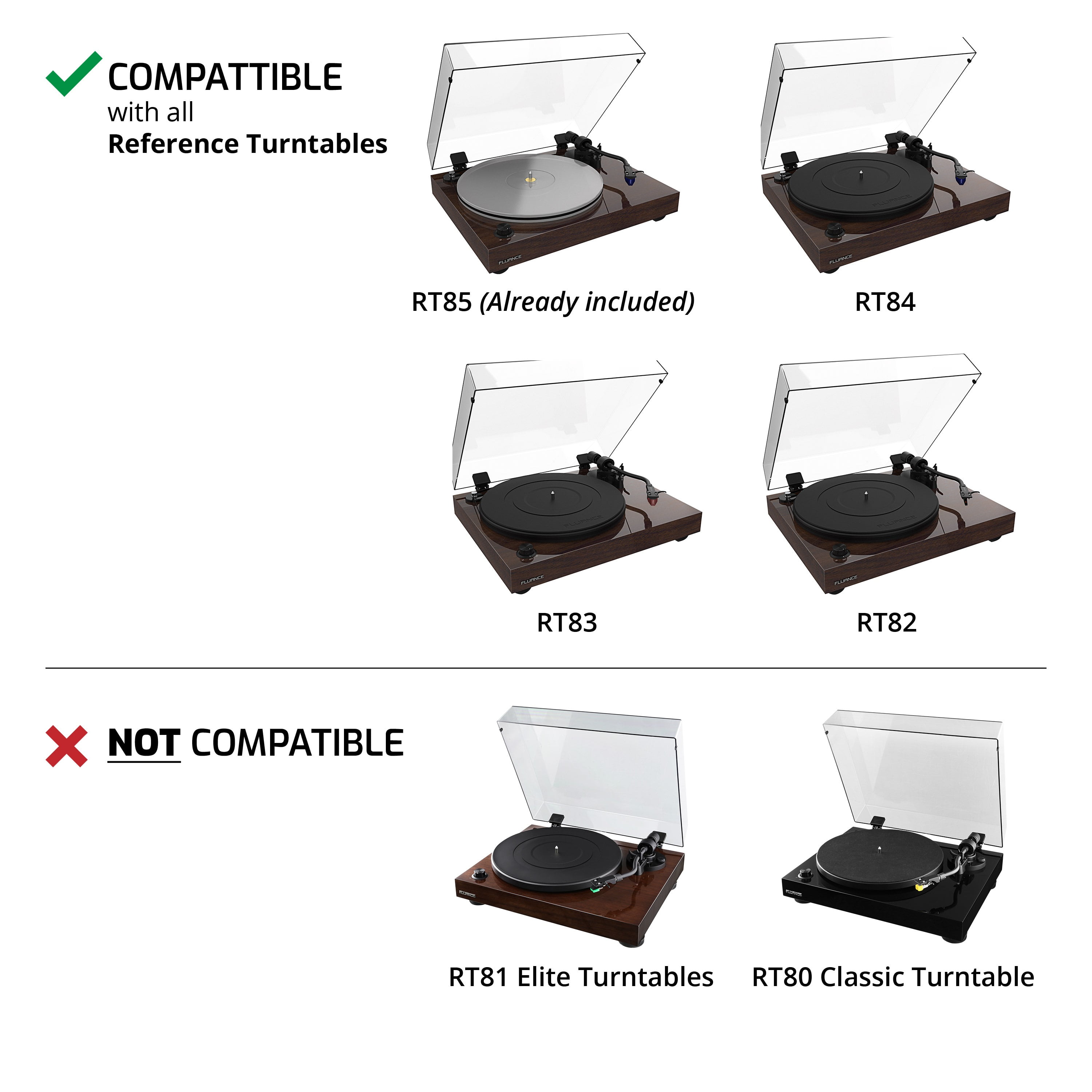Fluance High Density Frosted Acrylic Platter and Steel Record Stabilizer for Reference Turntables (Black, 26.8 oz) np2cc