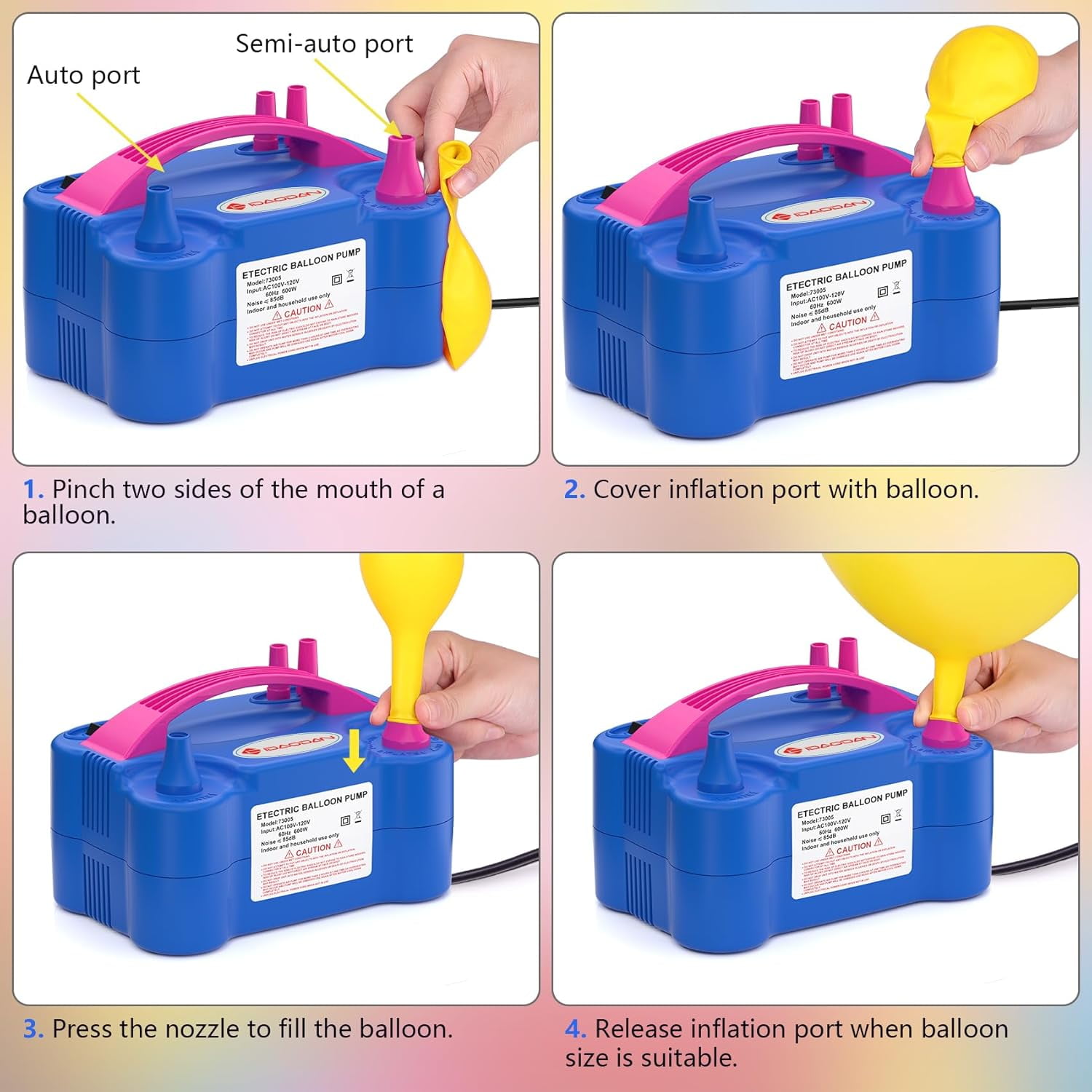 IDAODAN Electric Balloon Pump, Portable High-Speed Air Inflator for Party Decorations (Blue, 1.3 lb) yxhex
