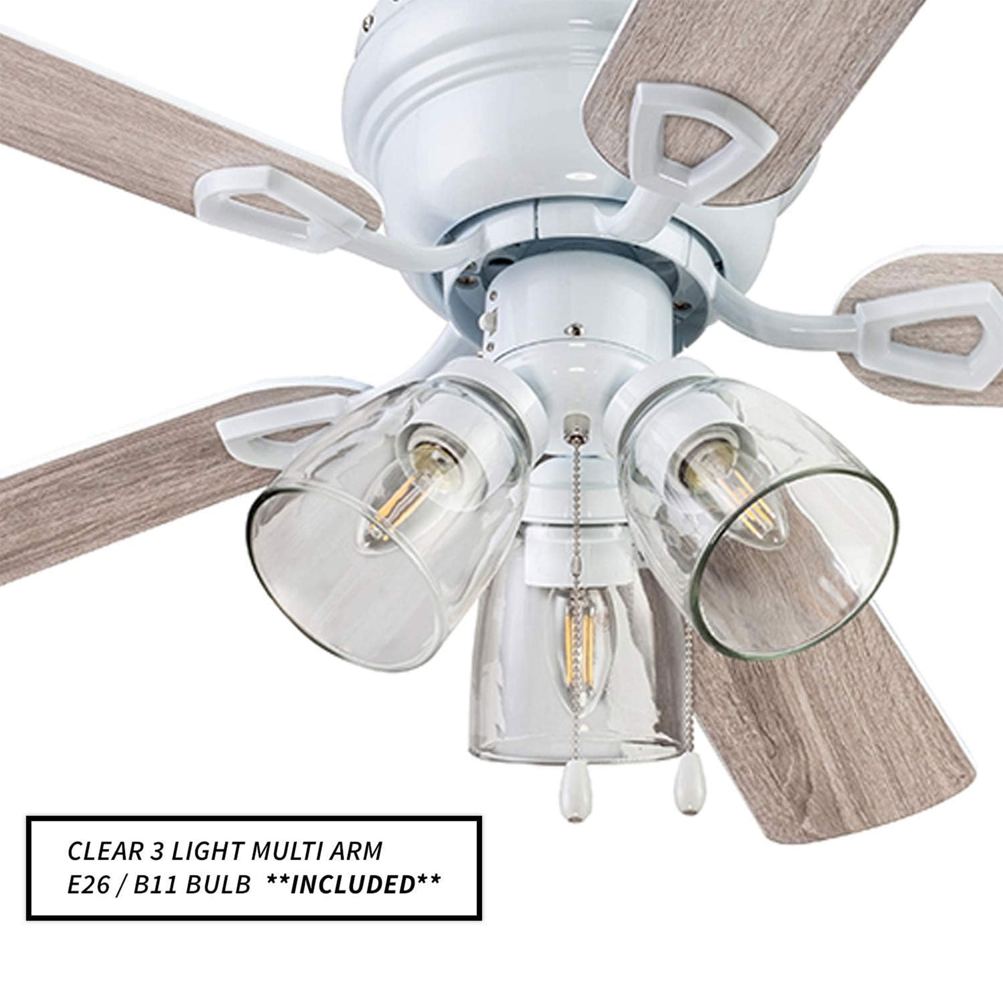 Portage Bay Renton Ceiling Fan with Quiet Reversible Motor and LED Light (Brushed Nickel, 52 in) 6b6oj