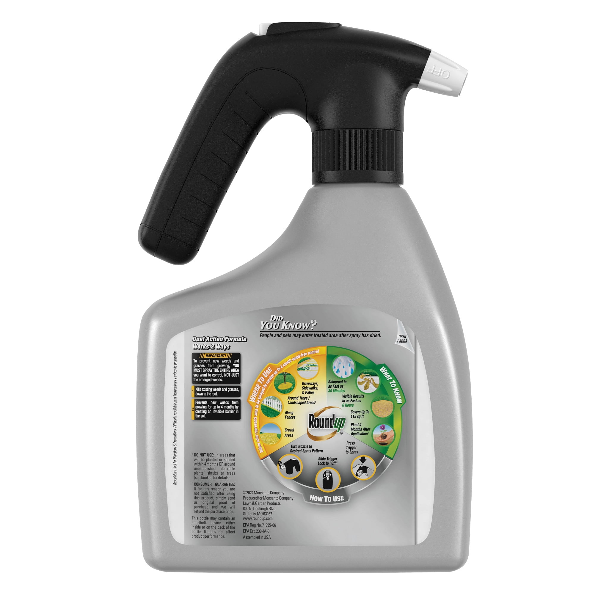 Roundup Dual Action Weed and Grass Killer Plus 4 Month Preventer with QuickHand Sprayer (50.7 fl oz) yrxaq