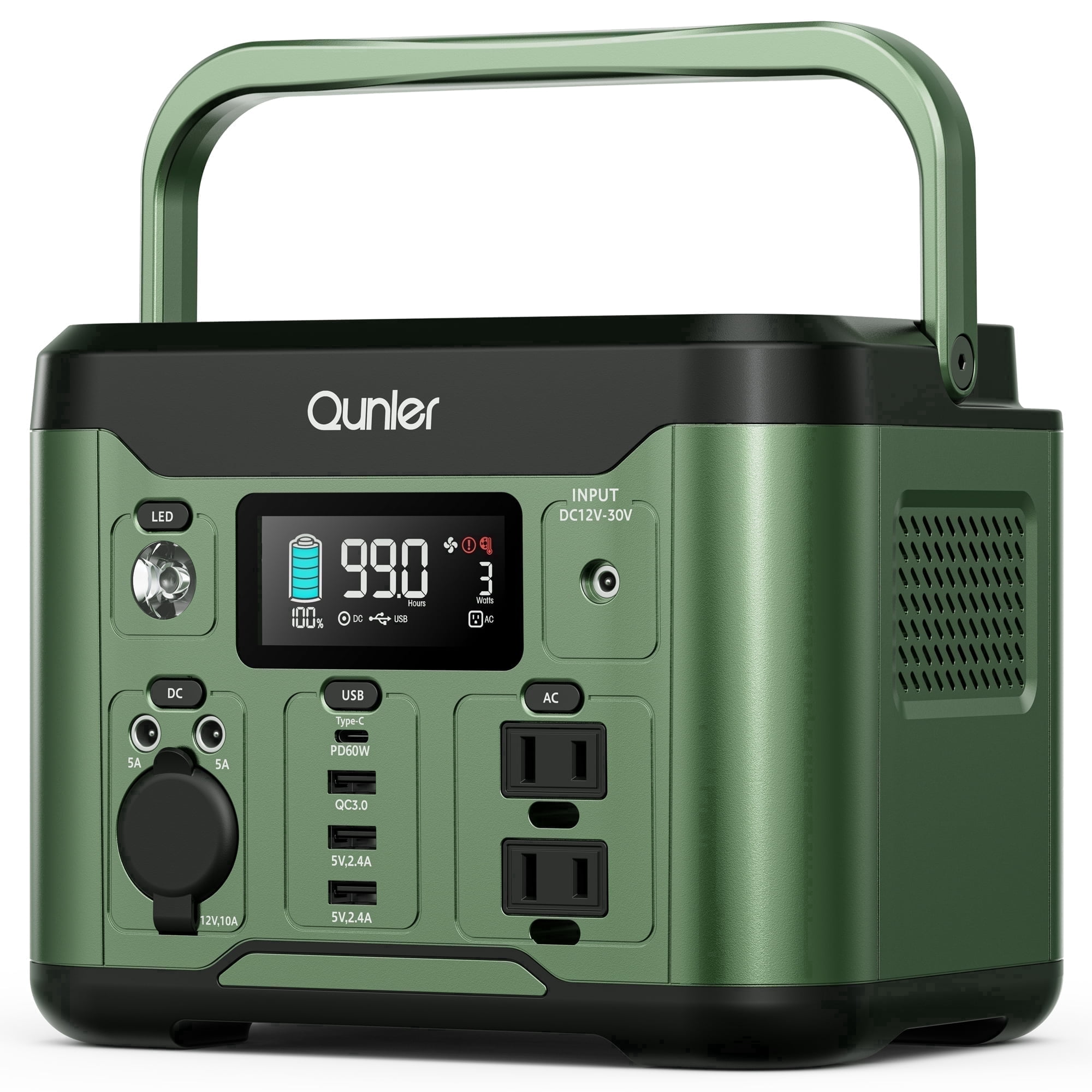 Qunler 300W Portable Power Station, 296Wh Backup Battery with Pure Sine Wave AC Outlet and 60W USB-C PD (Green, 7.6 lb) gu7ci