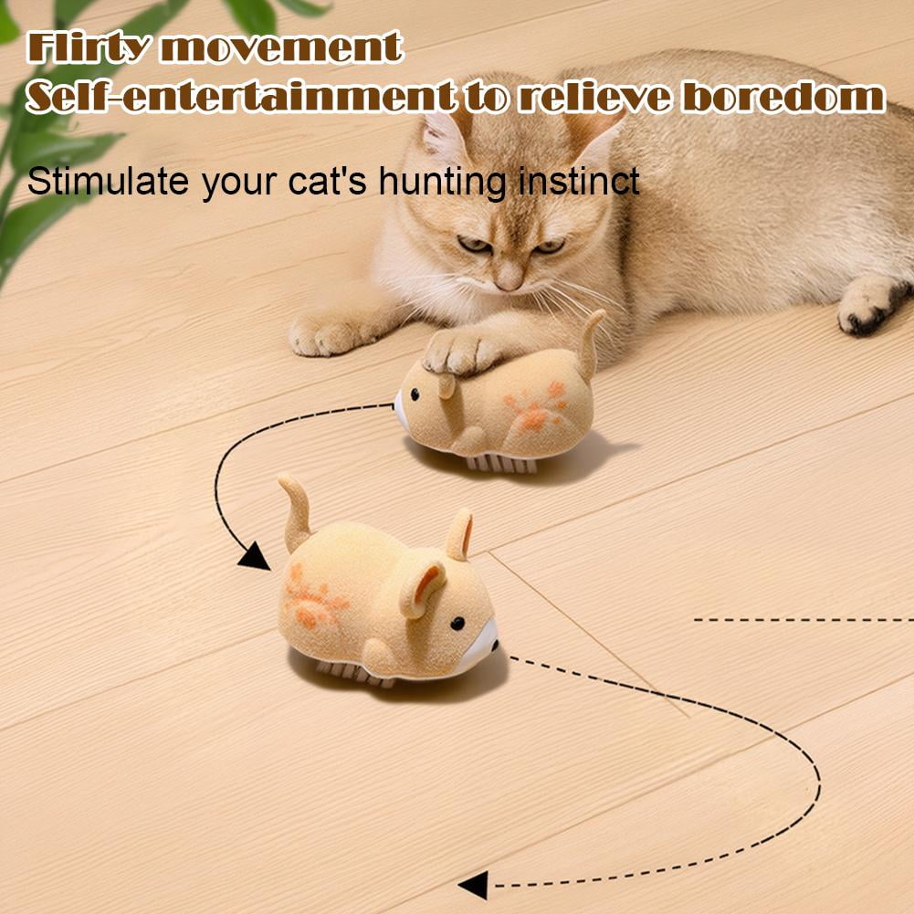 SharkTRUE Interactive Electric Cat Toy Mouse, Automatic Moving Kitten Toy with Furry Tail (Gray, 1.95 in x 1.56 in x 1.36 in) ndwli