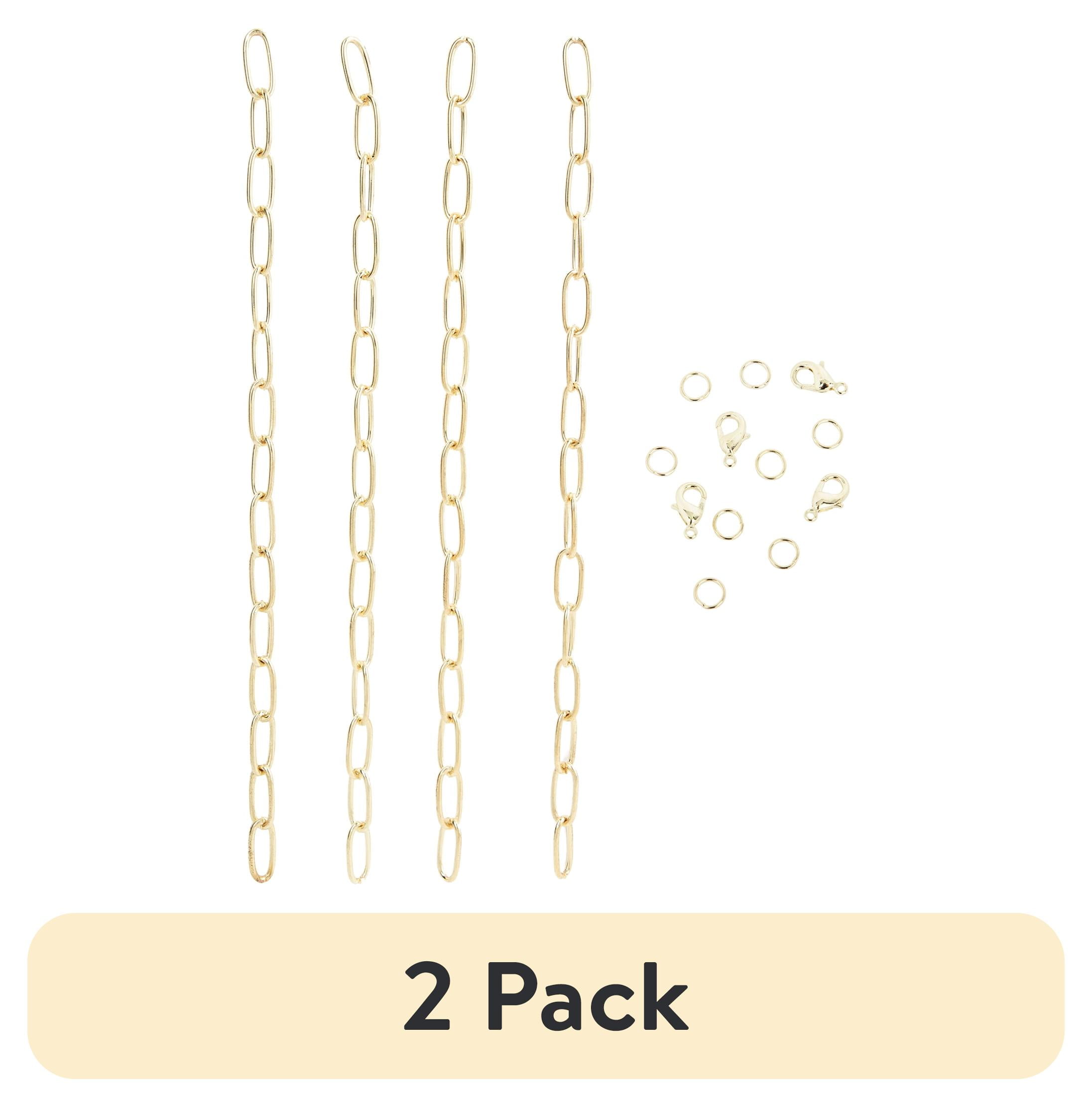 Cousin DIY Gold Dainty Long Link Chain for Jewelry Making, Durable Metal Bracelet Base (Gold, 7.5 in, 2 Pack) gkdfa