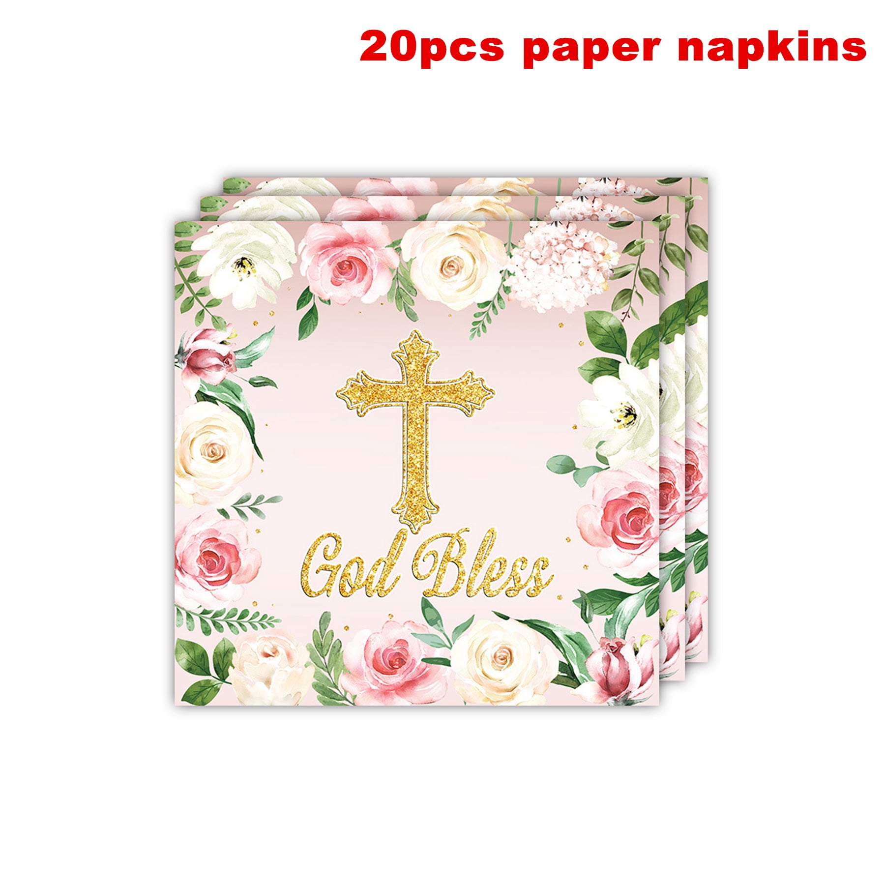 Generic God Bless Party Tableware Set, Baptism First Holy Communion Decorations (Pink, 161 Pcs) u7dx4