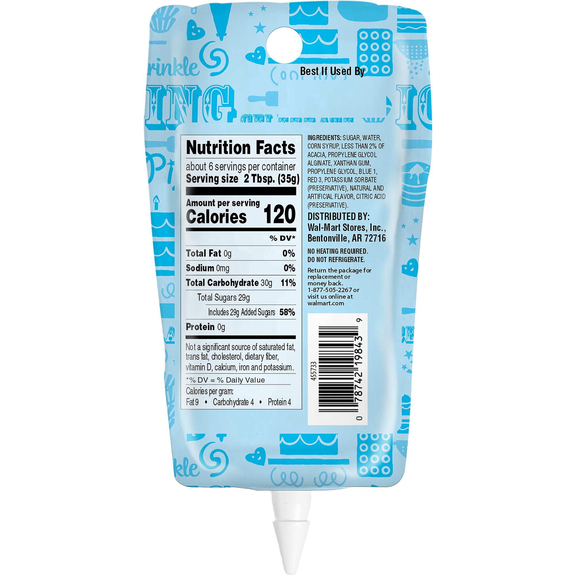 Great Value Blue Cookie Icing, Quick-Dry Decorative Frosting for Cakes and Cookies (Blue, 7 oz) rkq7z