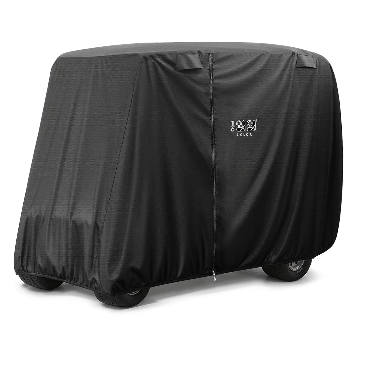 10L0L Golf Cart Cover for 4 Passenger Yamaha EZGO Club Car, Heavy-Duty Waterproof 420D Polyester Enclosure (Black, 80 in) z7icd