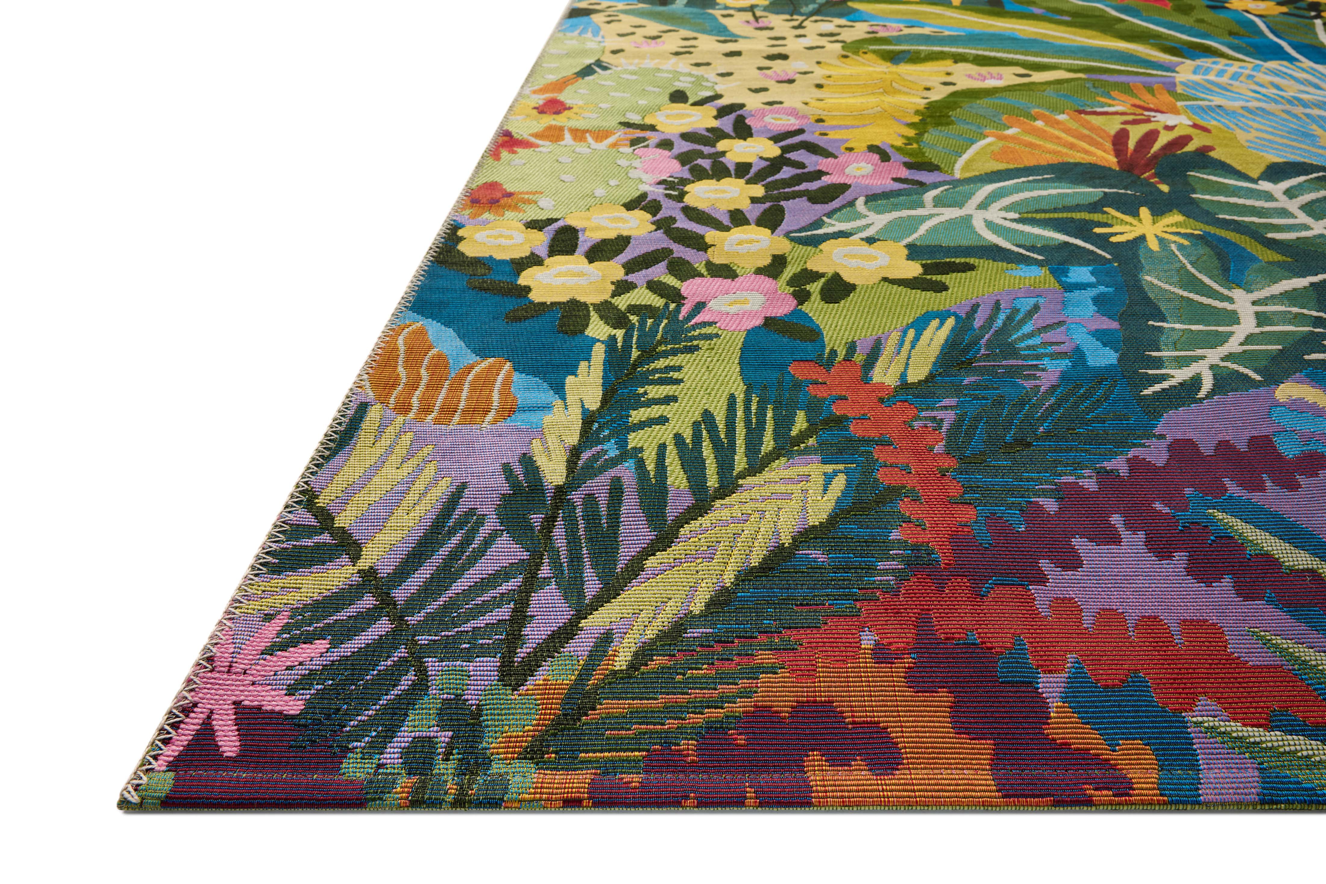 Loloi Botanical Floral Area Rug, Indoor/Outdoor Weather-Resistant Floor Decor (Multi, 5 ft x 7 ft) ym1ke