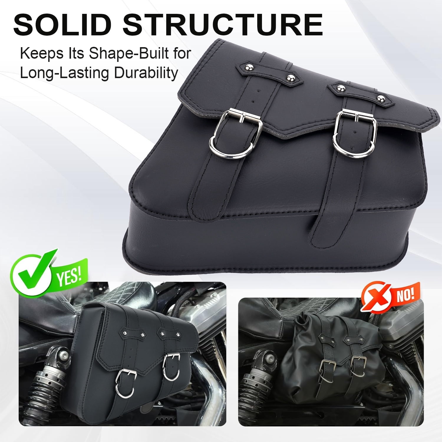 XiongXiong Motorcycle Saddlebags Waterproof PU Leather Side Panniers for Cruiser Biker (Black, 11.4 x 9.4 x 5.1 in, 1 Pair) p1sji