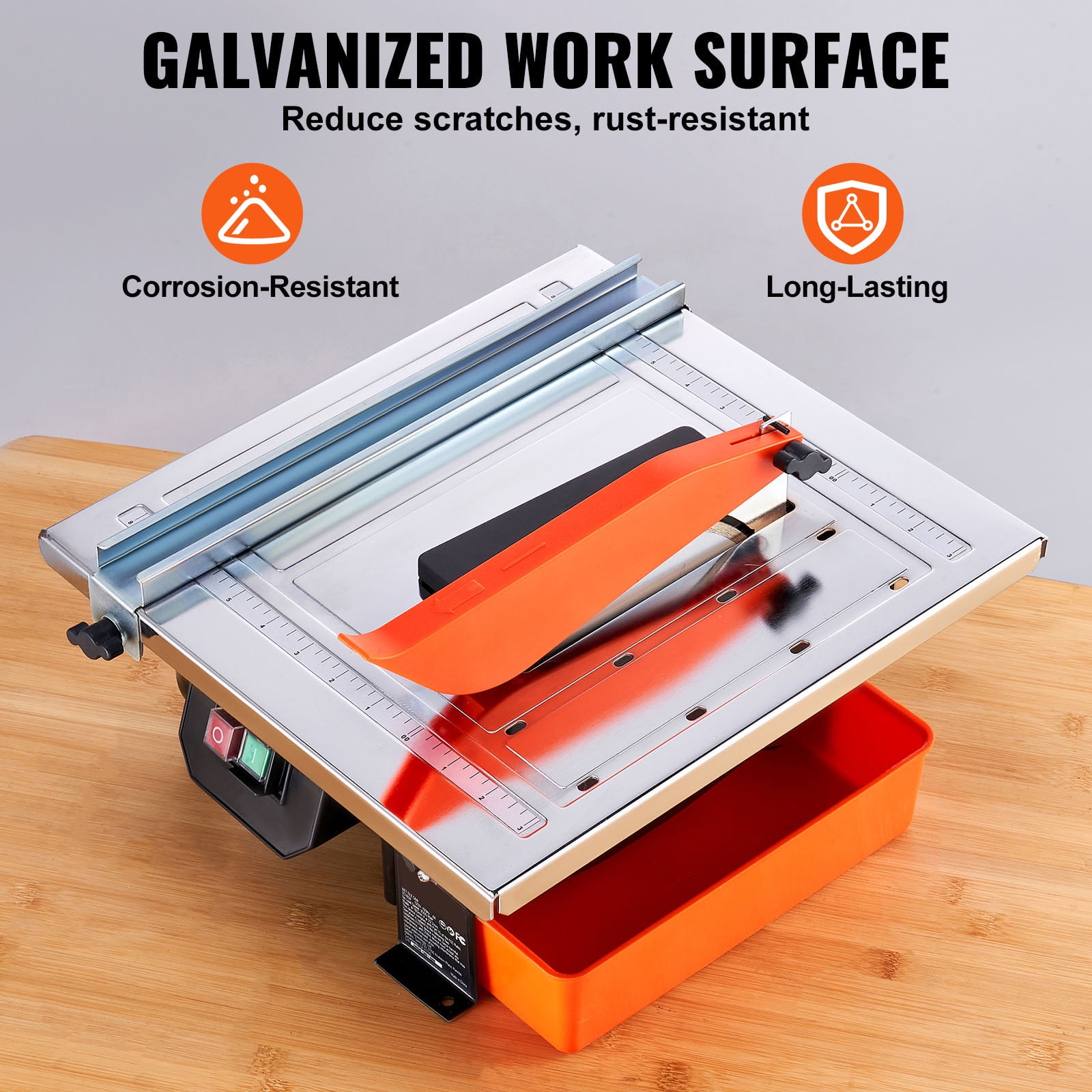 KFFKFF Wet Tile Saw, 7-inch Steel Blade, 3500 RPM Induction Motor, 0-45 Degree Miter Cut, Galvanized Surface (Black, 1.25 in Depth) jv0bm