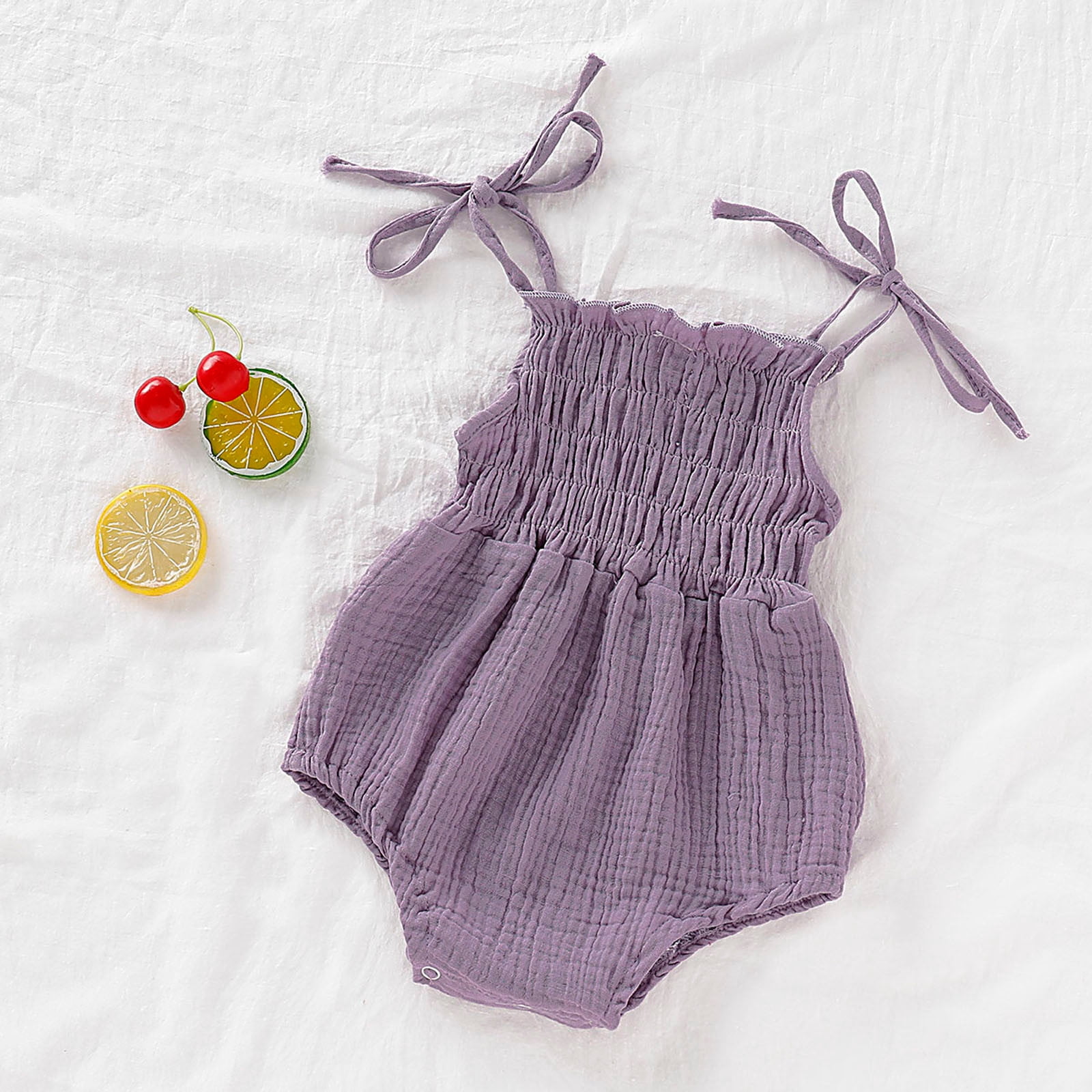 Rciityk Baby Girls Summer Romper Adjustable Strap Bodysuit Outfit (0-18 Months) dycoq