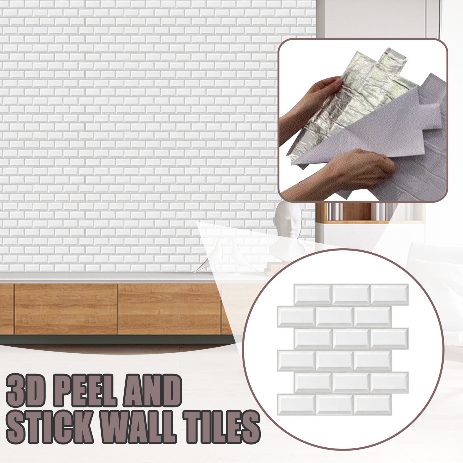 Affordablo Peel and Stick Backsplash Subway Wall Tile (White, 12 in x 12 in) mtwxq