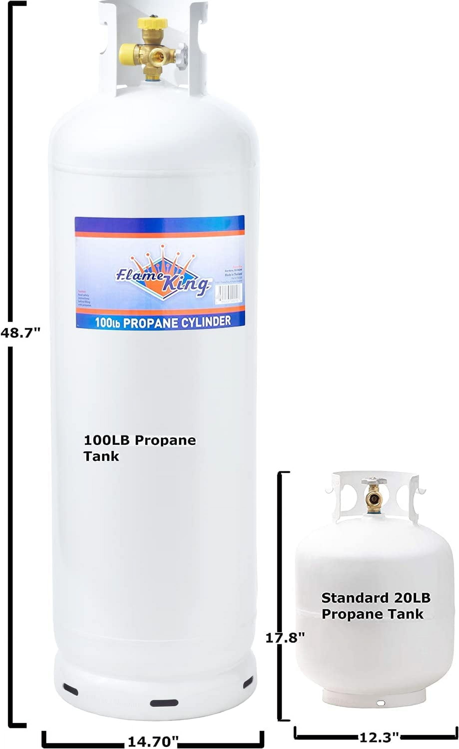 Flame King Propane Tank, High-Capacity Multi-Valve Steel Cylinder (White, 100 lb) 6kbvp