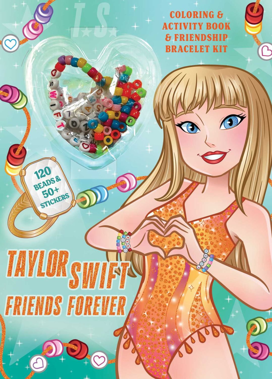 Delaney Foerster Taylor Swift Friends Forever Coloring and Activity Book with Friendship Bracelet Kit (48 Pages) sxidq