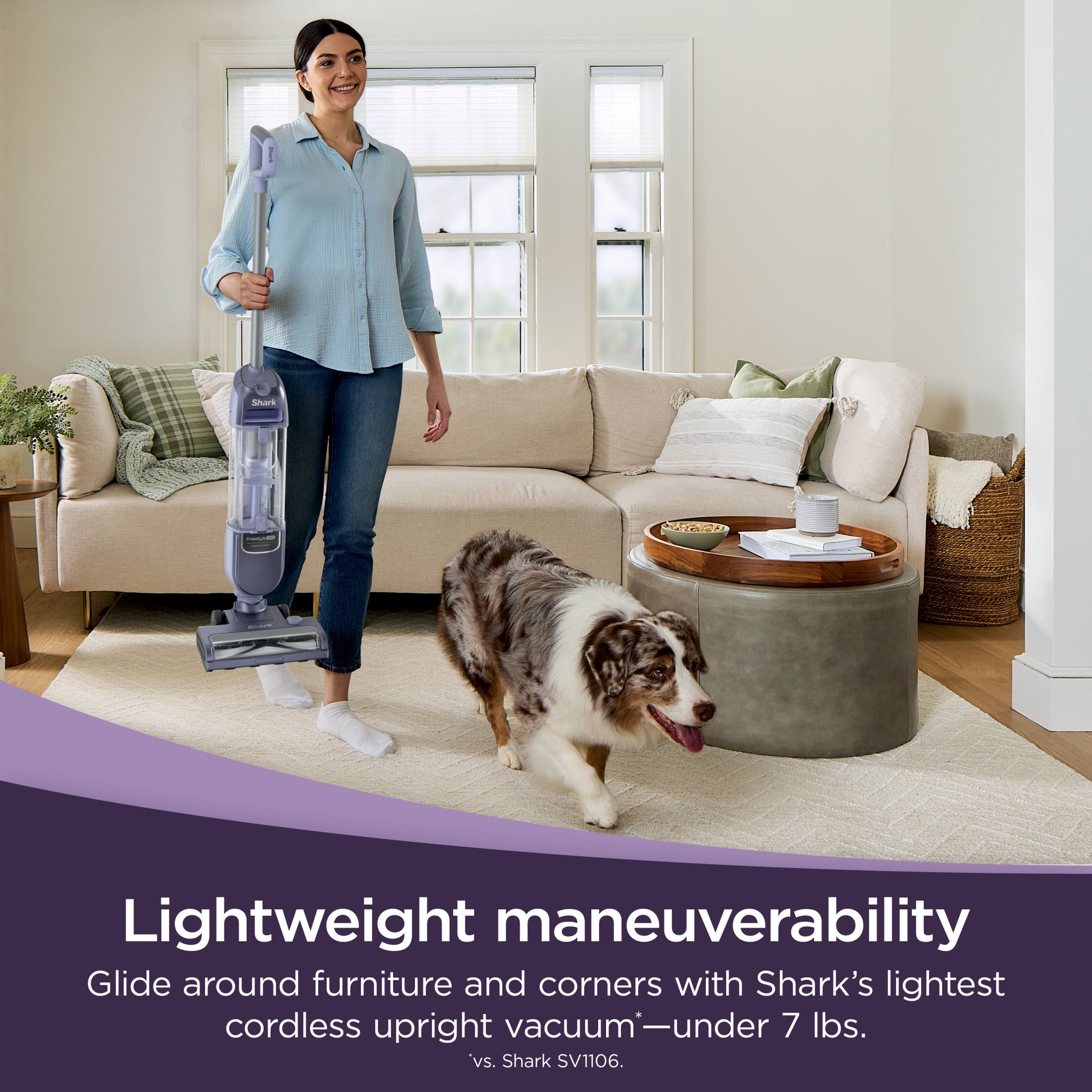 Shark Freestyle Max Cordless Stick Vacuum for Carpet and Hardwood Floors (Purple, 7 lb) gcy8x