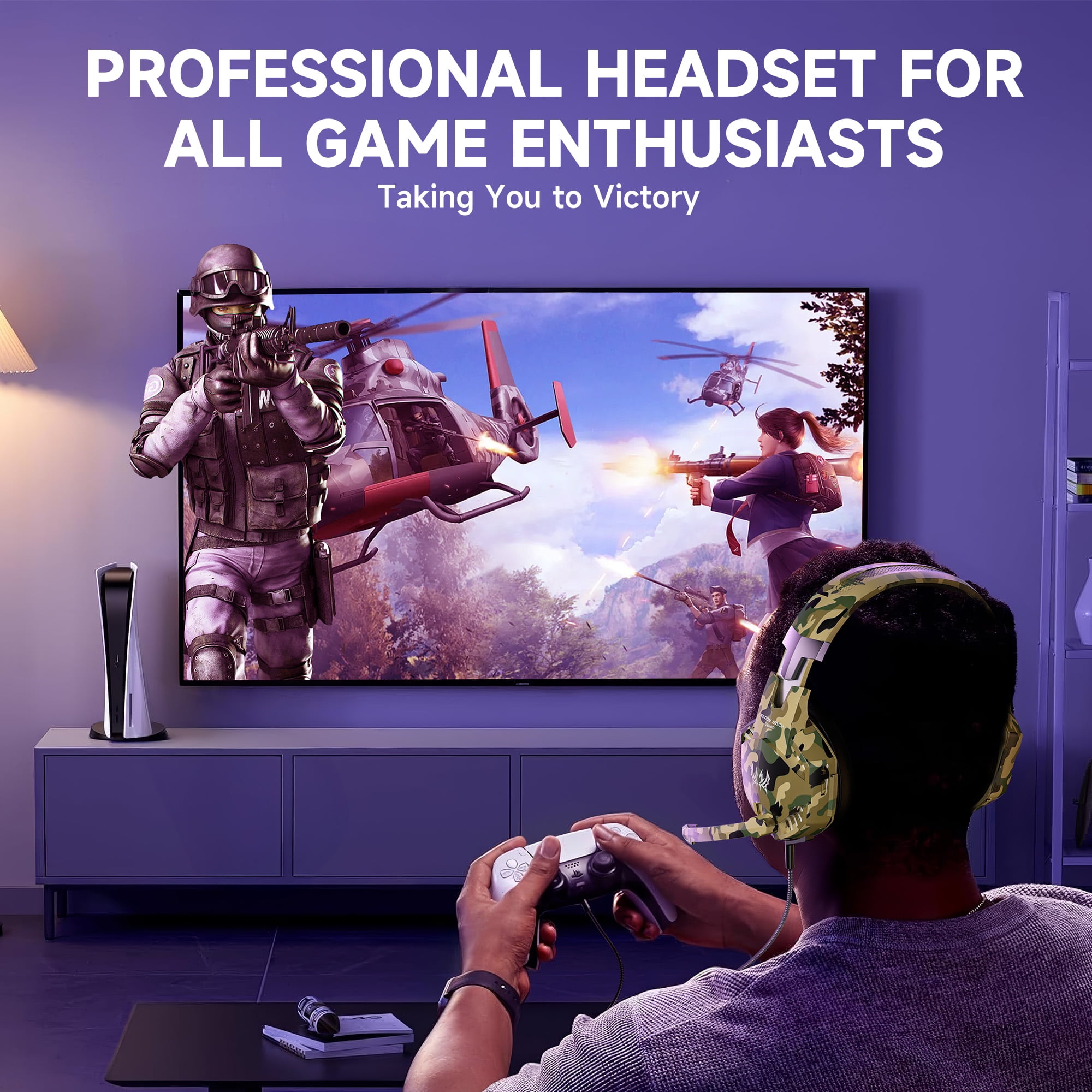 UHM Gaming Headset with Noise-Canceling Microphone and 7.1 Surround Sound (Yellow, 1 Unit) 51z48