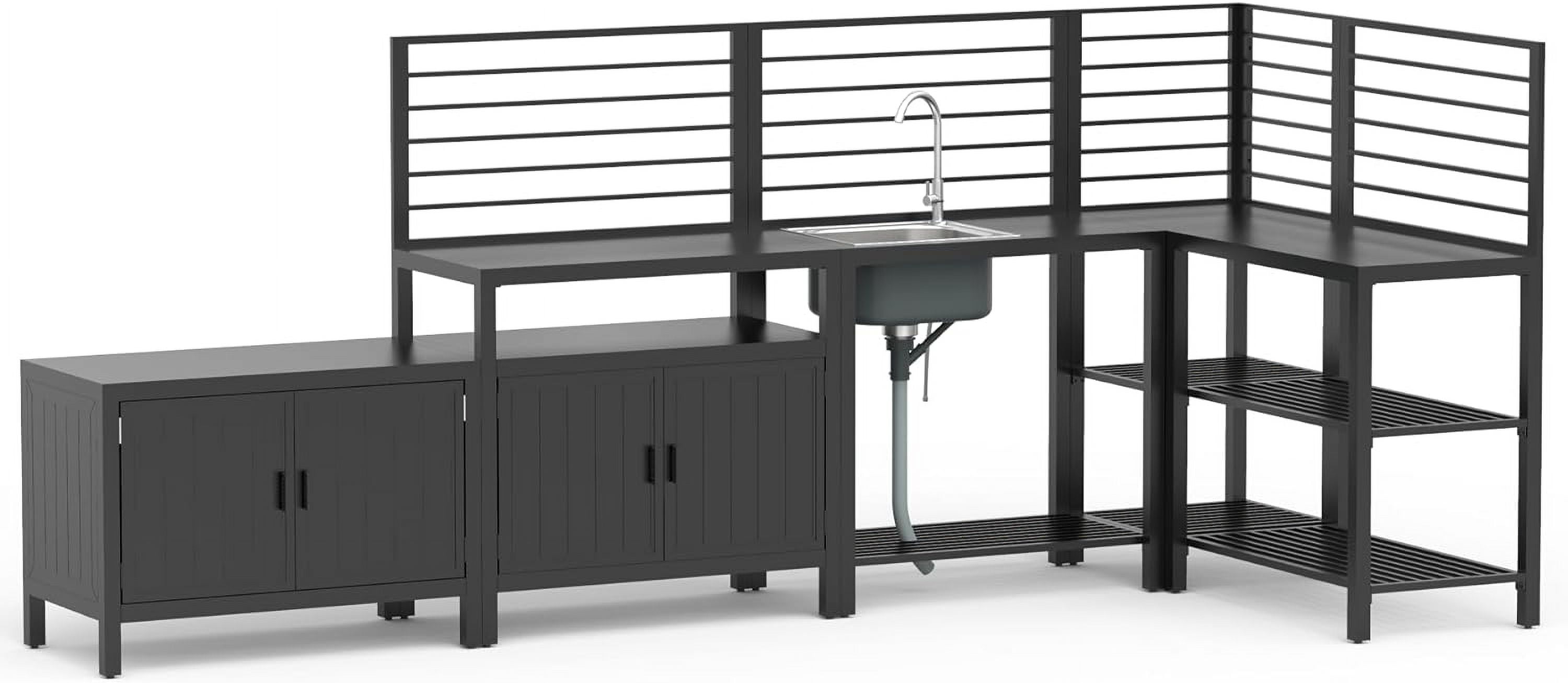 Domi Outdoor Living 5-Piece Modular Outdoor Kitchen Set, Aluminum Storage Islands with Sink and Grill Cabinet (Grey, 5-Piece Set) 4p2rp