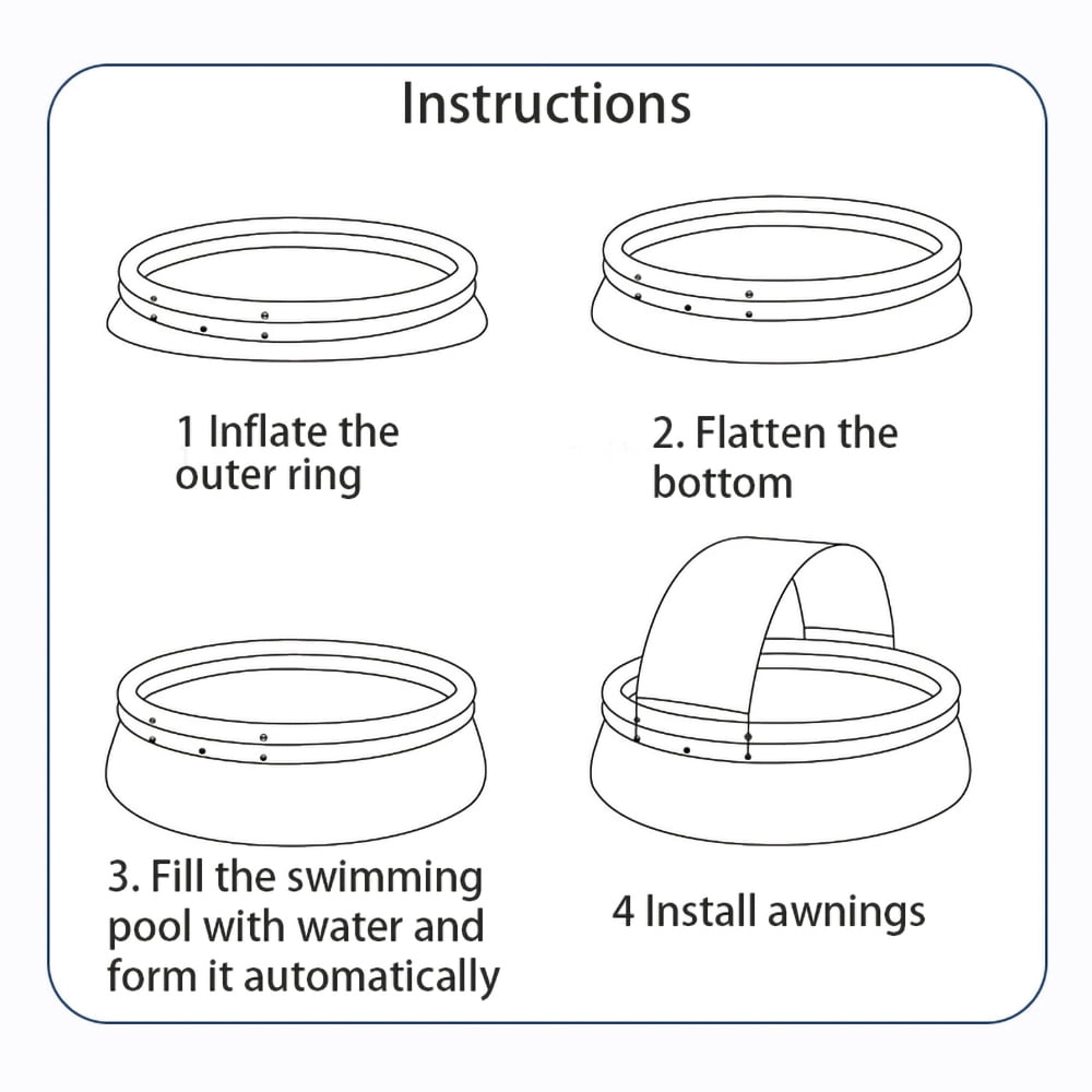 BravSco Inflatable Swimming Pool with Canopy (Blue, 12 ft x 30 in) e495g - Image 8