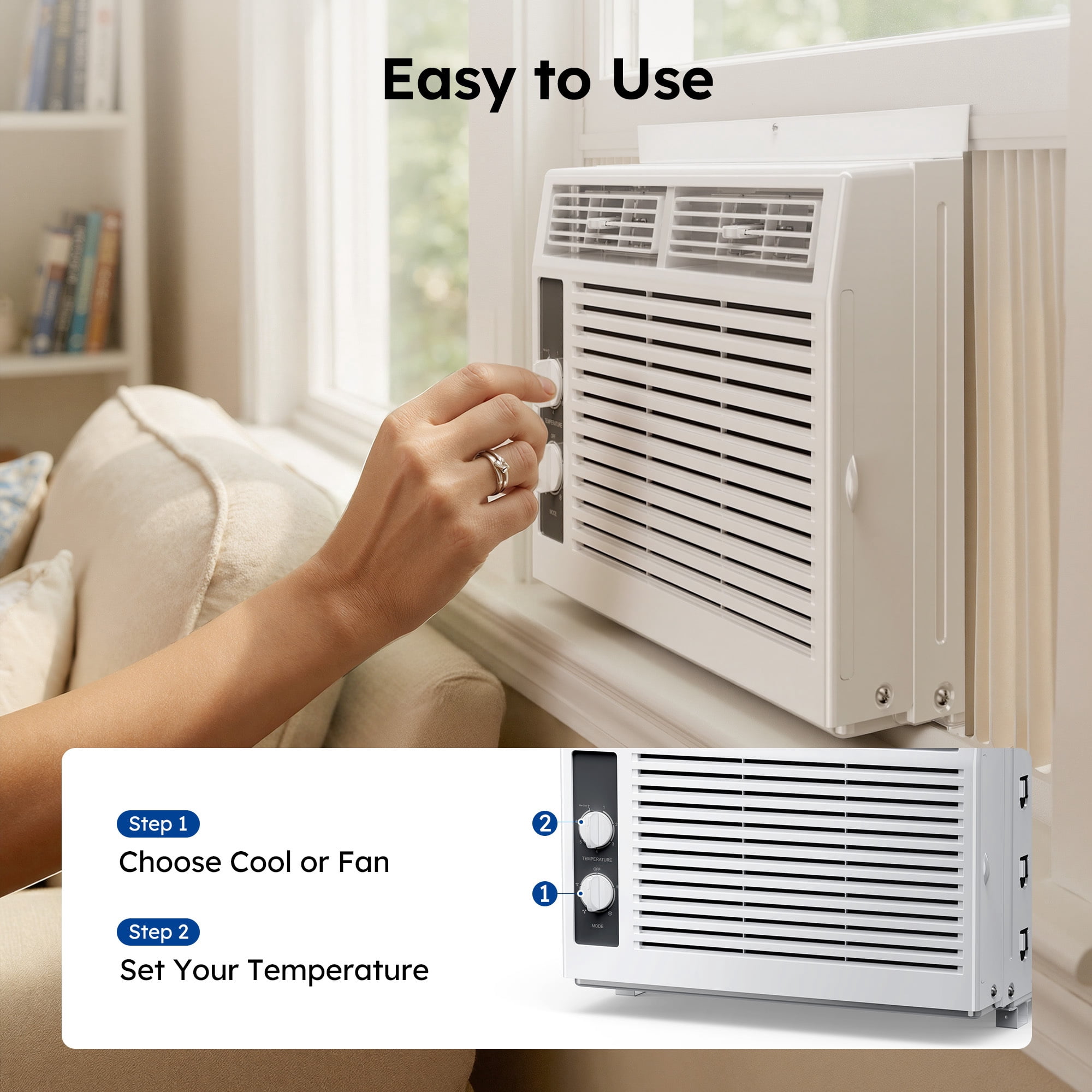 SIMZLIFE 5,000 BTU Window Air Conditioner, Compact Cooling for Small Rooms (White, 150 sq ft) w77gg