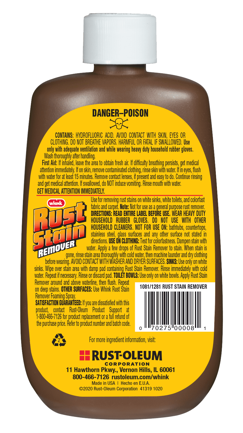 Whink Rust Stain Remover Liquid for Toilets Sinks and Fabrics (10 oz) mkyug