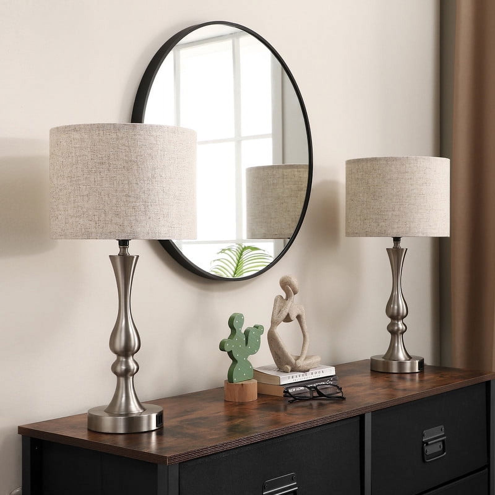 EDISHINE 3-Way Dimmable Table Lamps with USB Charging Ports (Set of 2, 2-Pack) 5fnya
