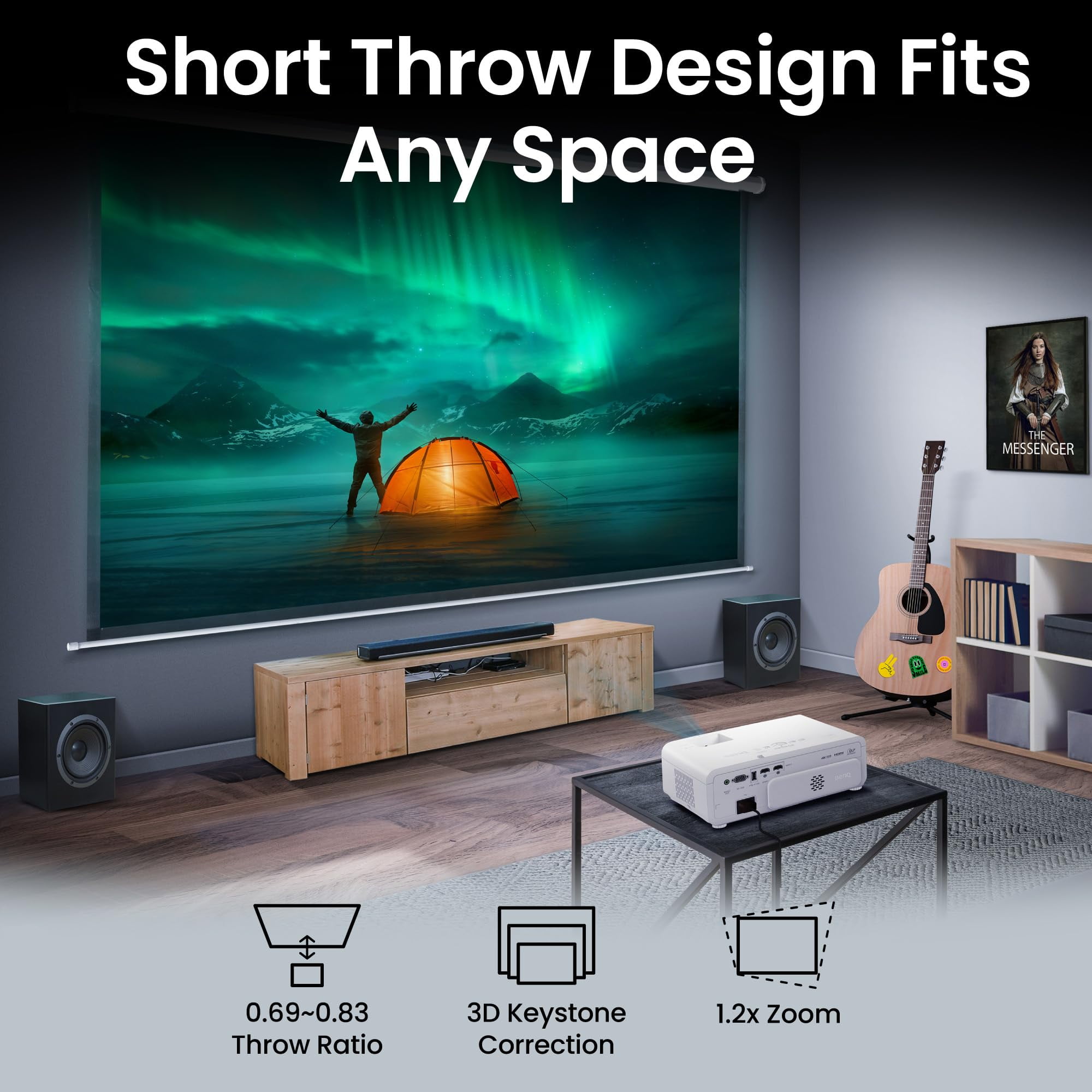 BenQ TK710STi 4K HDR Laser Short Throw Gaming Projector (White, 100 in) c3v7m