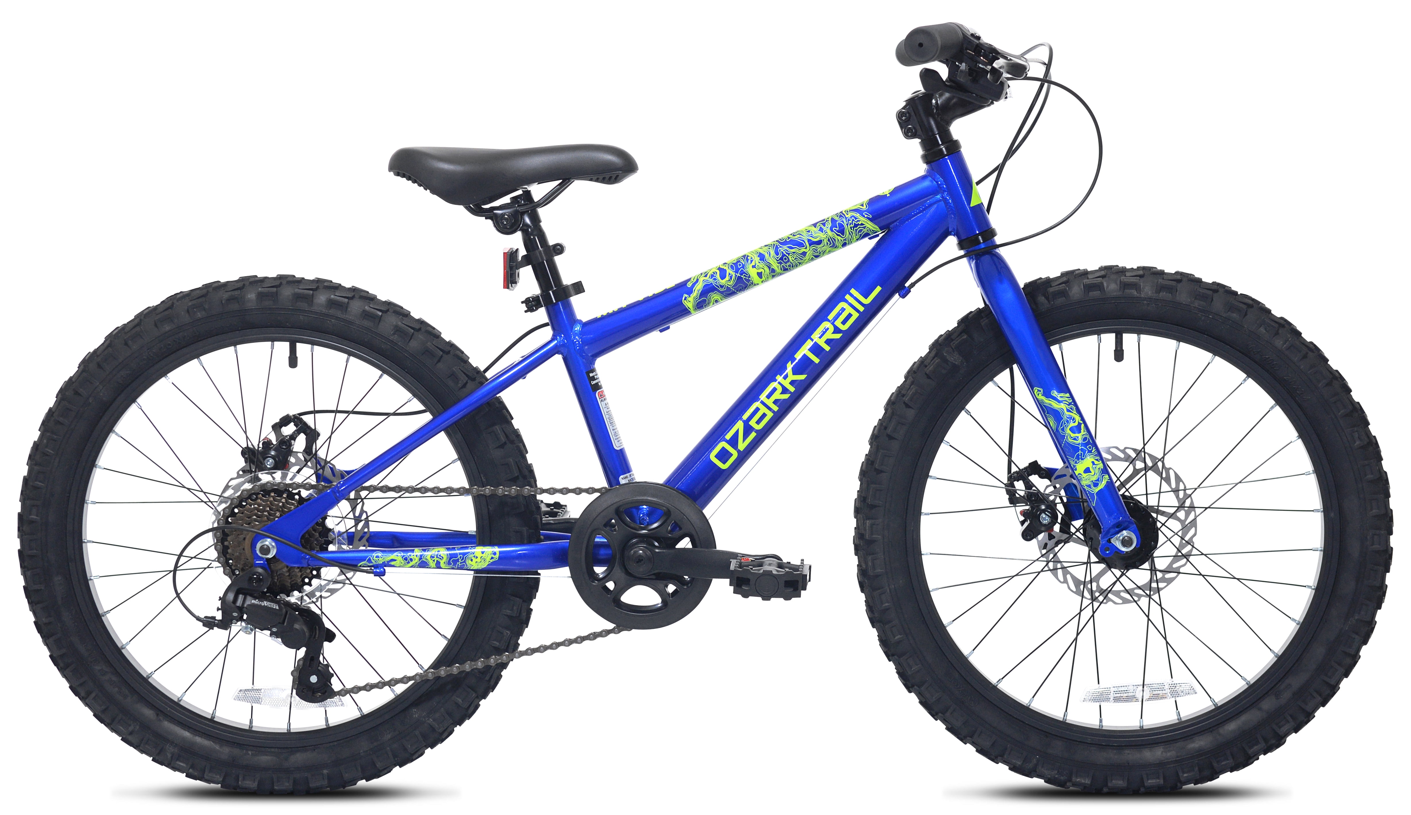 Ozark Trail Mountain Bicycle, 7-Speed Drivetrain, Durable Steel Frame, Kids Trail Bike (Blue, 20 in) rxjyq