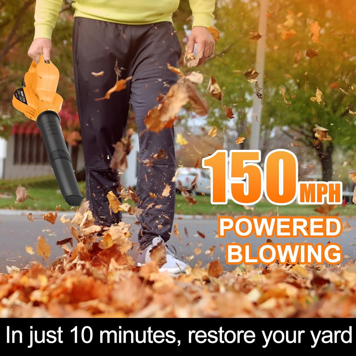 Adedad 20V Cordless Leaf Blower, 150MPH Handheld Electric Yard Blower with Dual Batteries and Charger (Black, 3.3 lb) 0qn1z