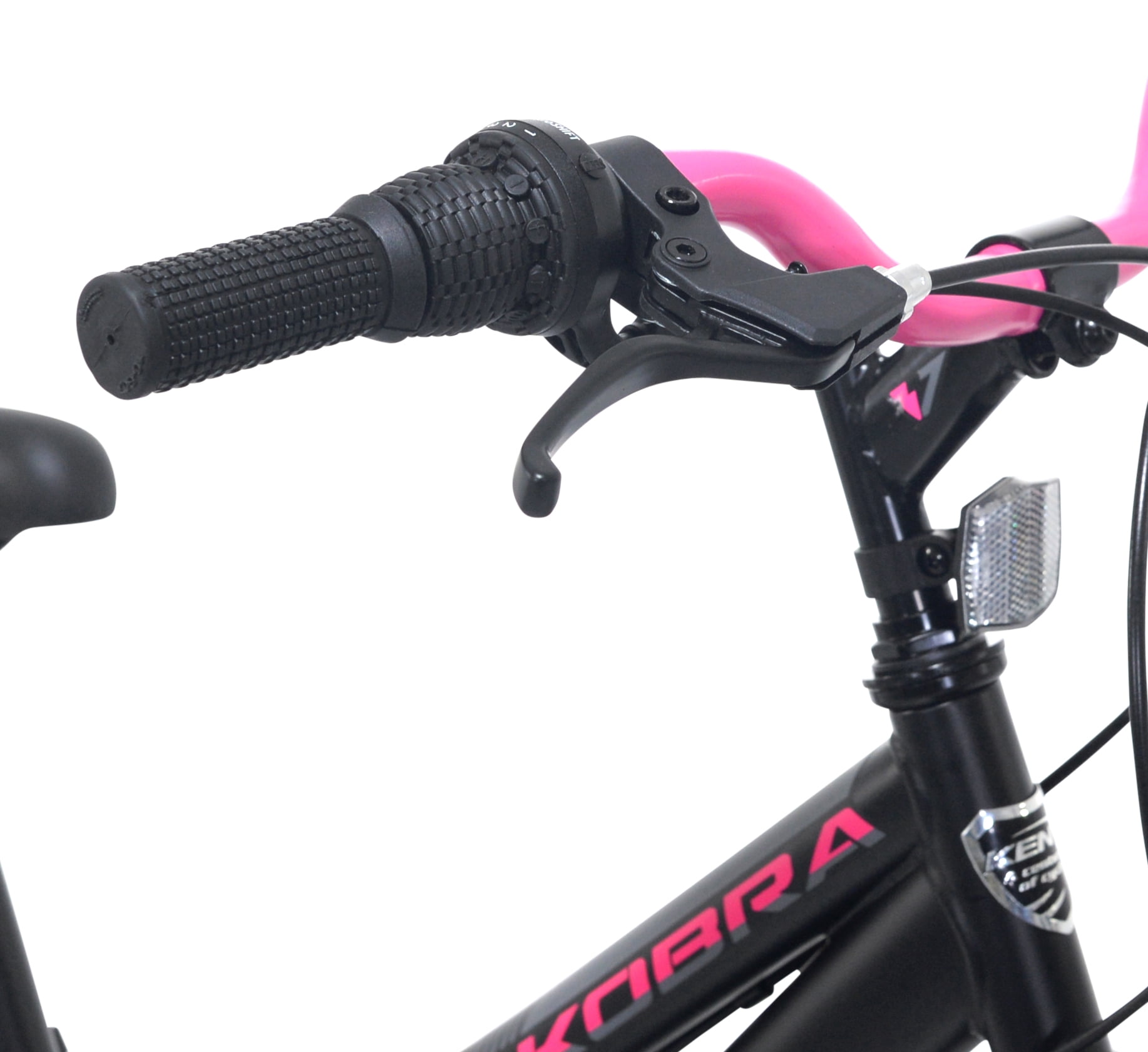 Kent Kobra Mountain Bicycle, Durable Steel Frame, 6-Speed Drivetrain, Off-Road Tires (Black/Pink, 20 in) x6ypn