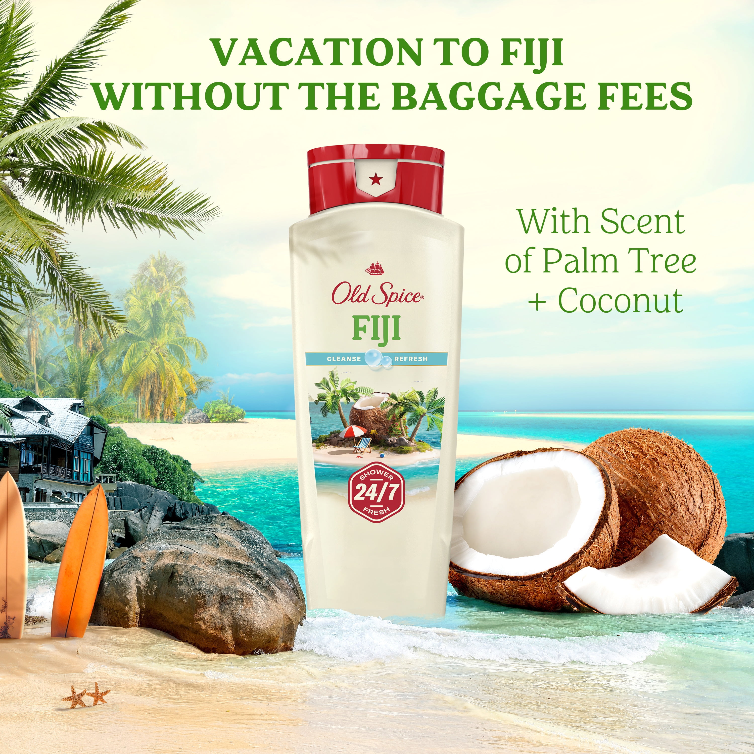 Old Spice Fiji Body Wash for Men, Long-Lasting Scent with Coconut and Lavender (18 fl oz) 3lxiv