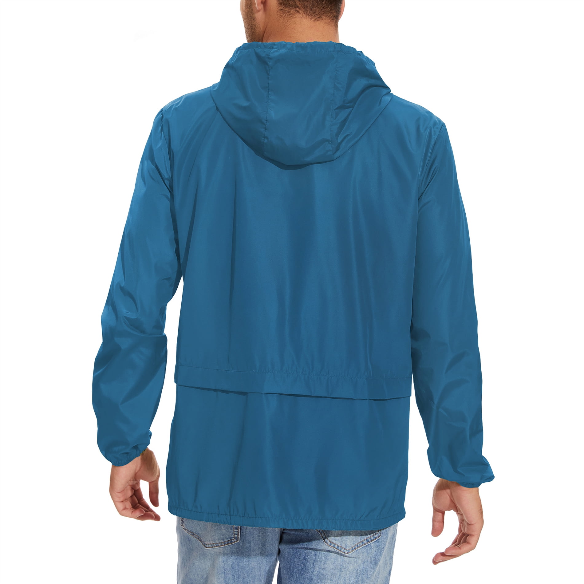 American Trends Men's Waterproof Rain Jacket Lightweight Packable Windbreaker with Hood (Blue, 3XL) o69sj