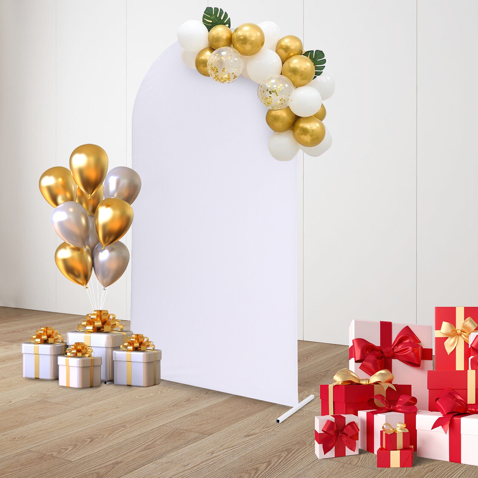 Generic Balloon Arch Frame Kit Wedding Backdrop Stand with Cloth Cover (White, 47.28 in x 19.68 in x 86.64 in) t105b