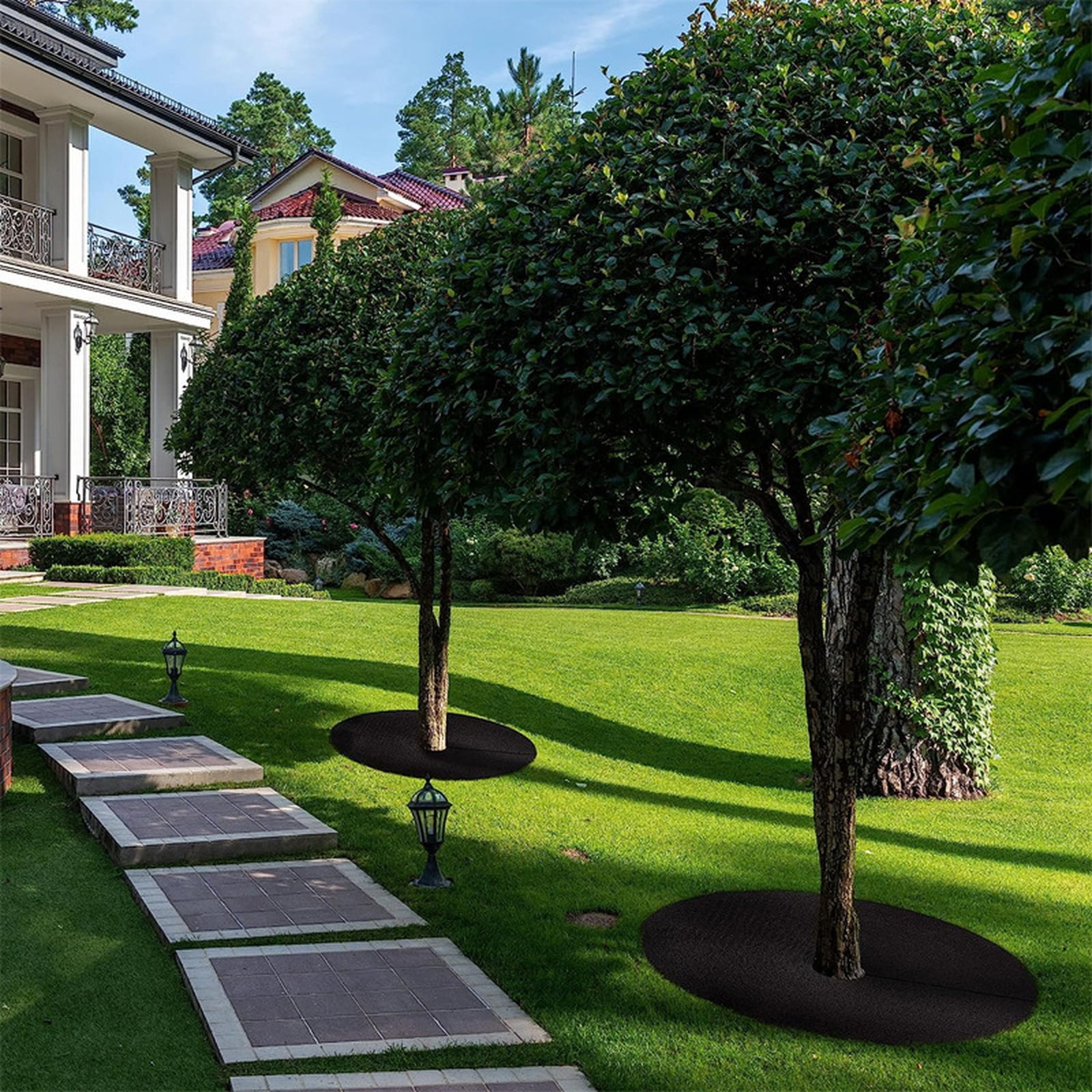 CuddleThreads Reusable Tree Mulch Rings for Root Control and Weed Barrier (Black, 5.9 in Diameter) 607or
