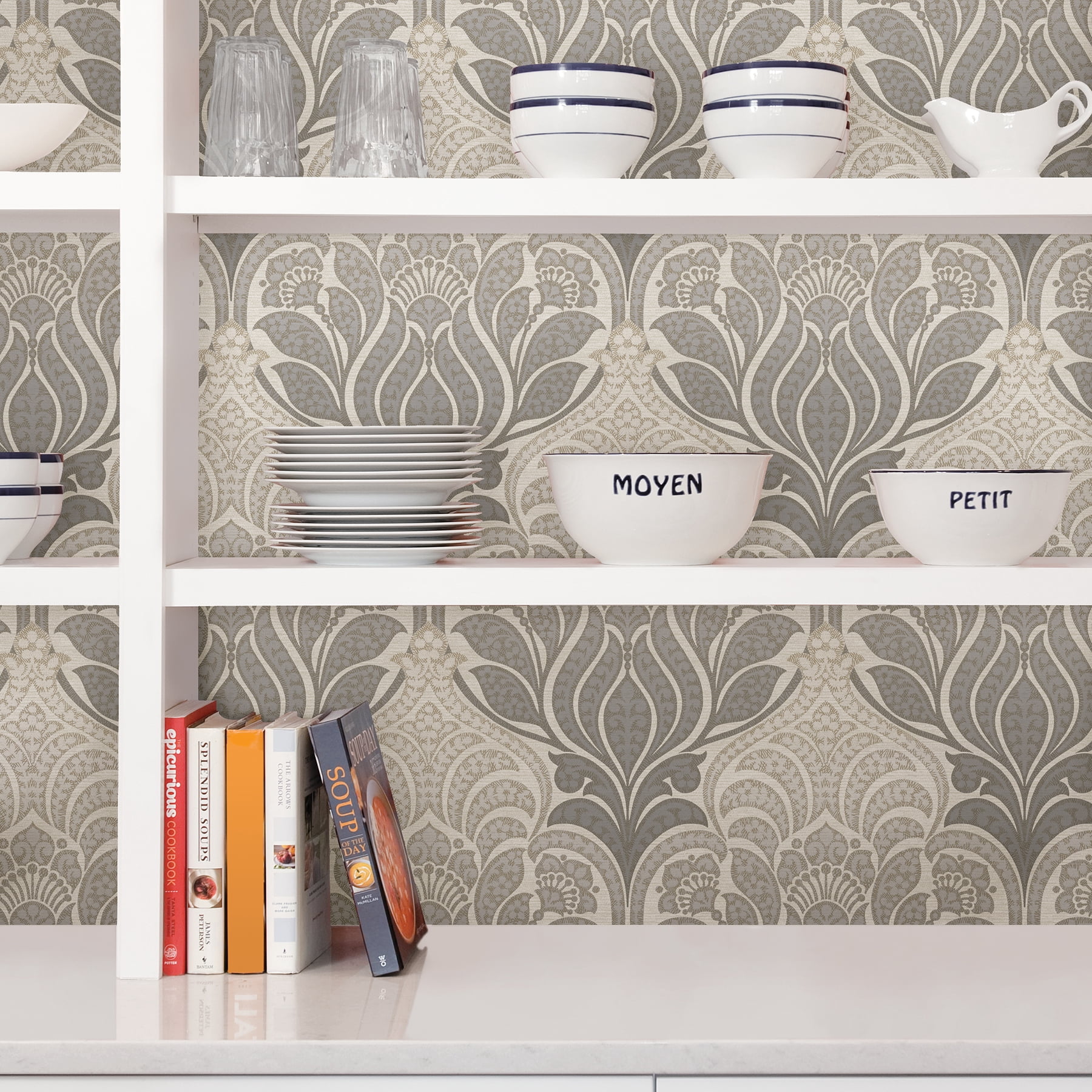 NuWallpaper Charisma Vinyl Peel and Stick Wallpaper (Gold, 216-in x 20.5-in) hvz5l