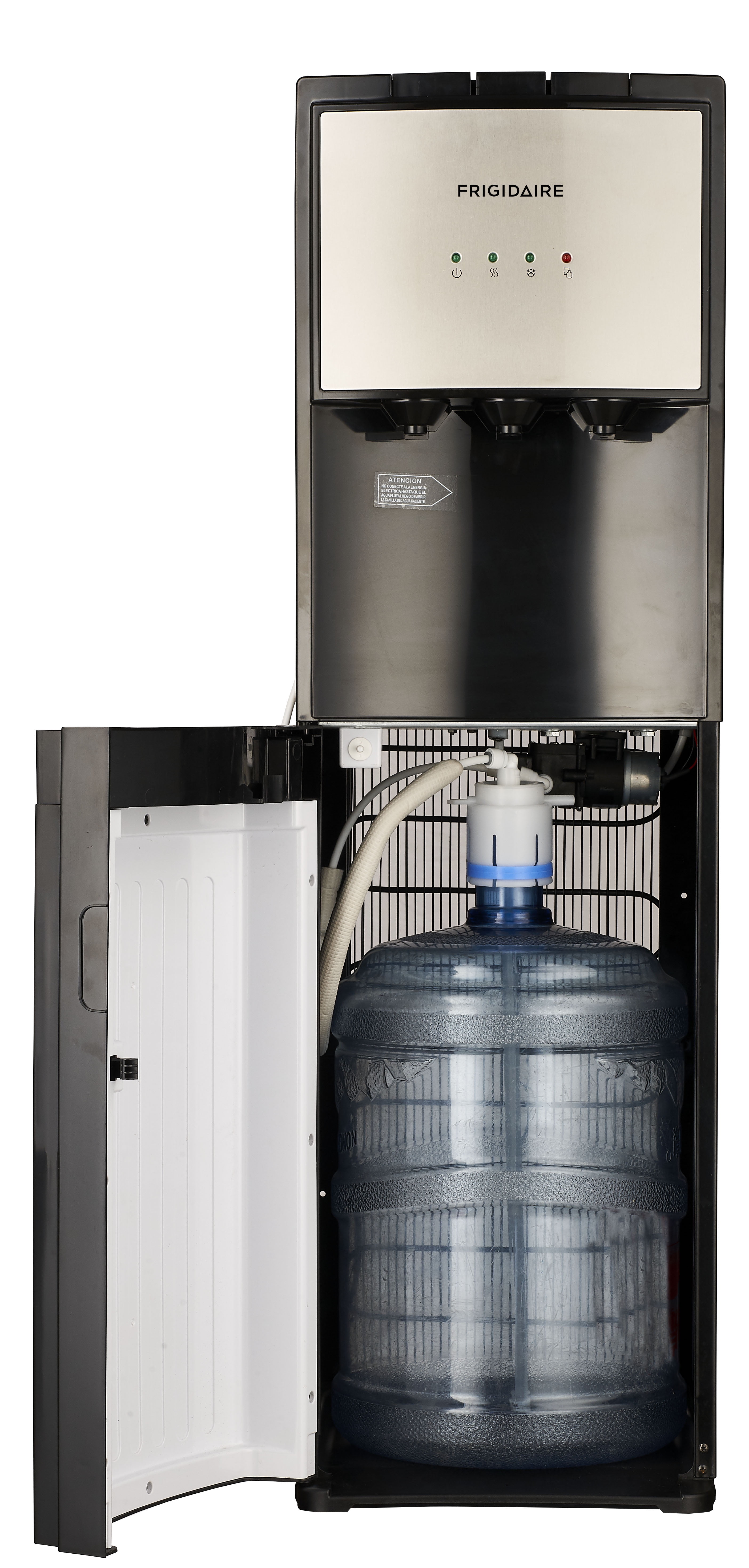 Frigidaire Bottom Loading Water Cooler Dispenser (Hot and Cold, Stainless Steel, 5 Gallon) e356g