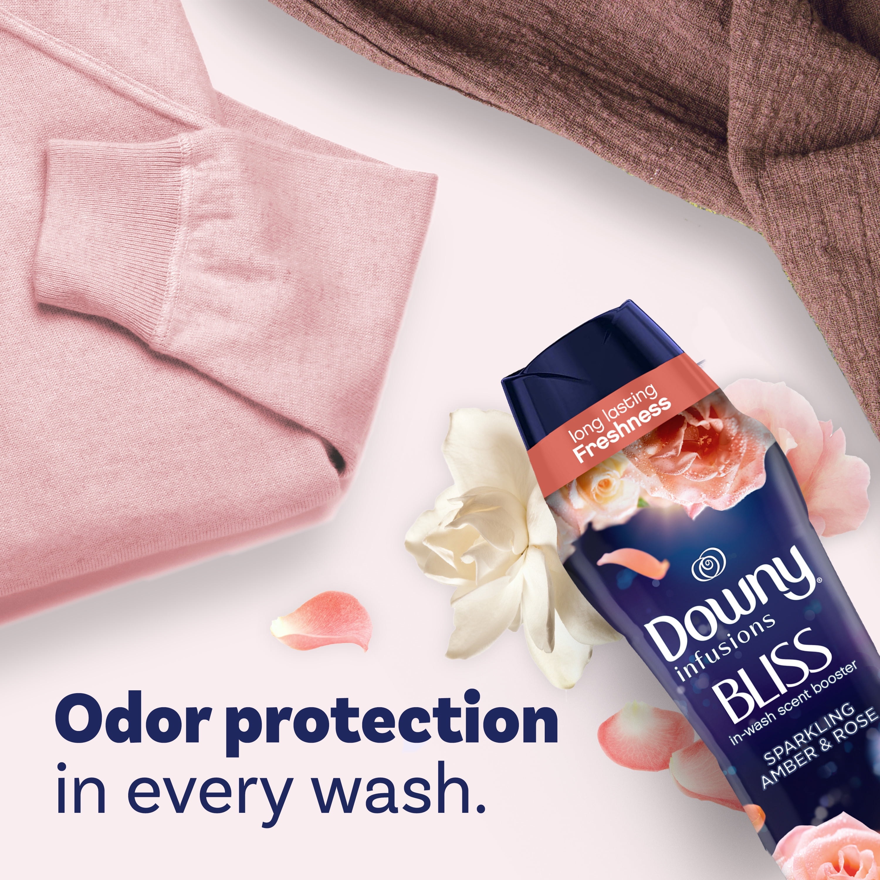 Downy Infusions In-Wash Scent Booster Beads, Sparkling Amber and Rose (24 oz) 8285b