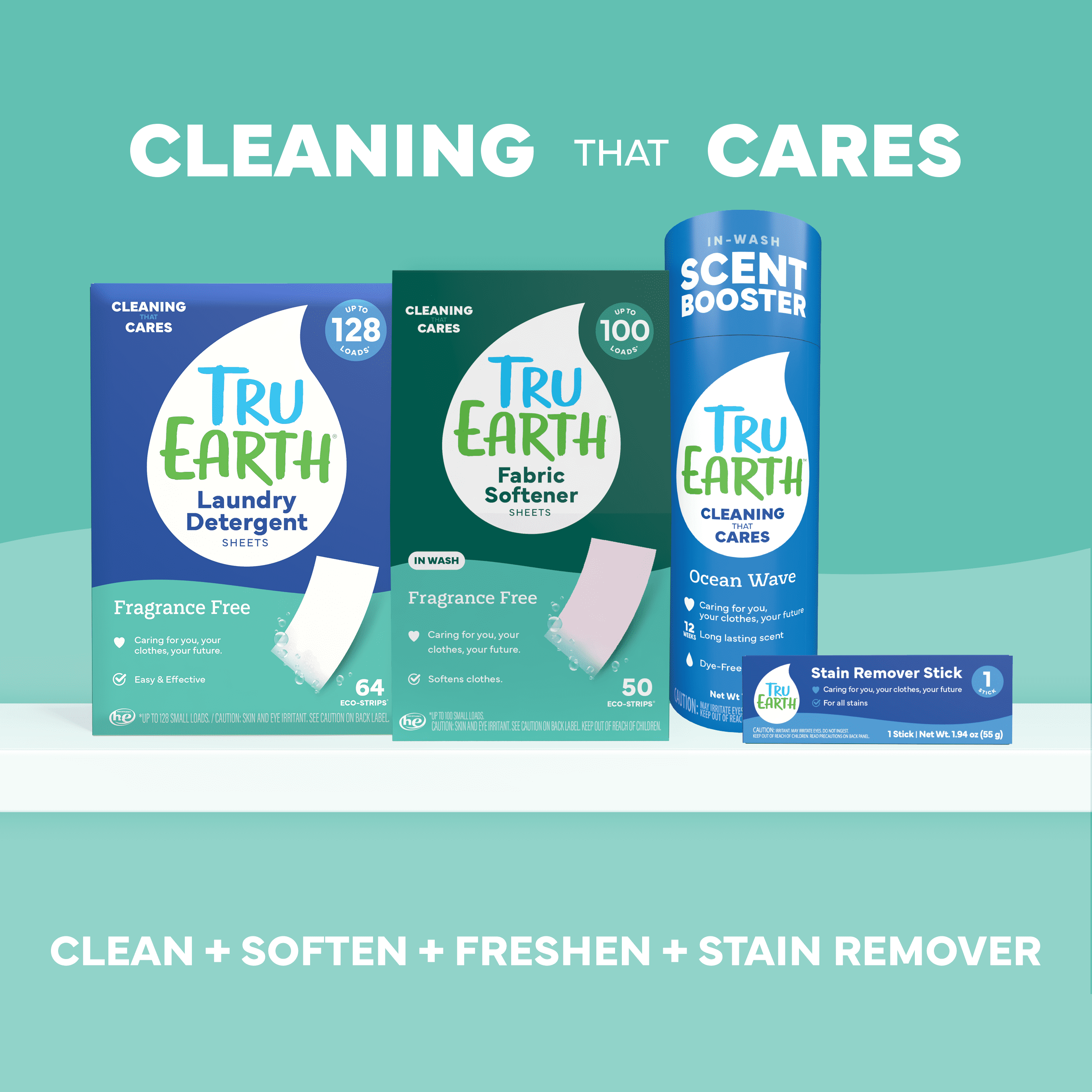 Tru Earth Laundry Detergent Sheets Eco-Strips (Unscented, 128 Loads) s5pw0