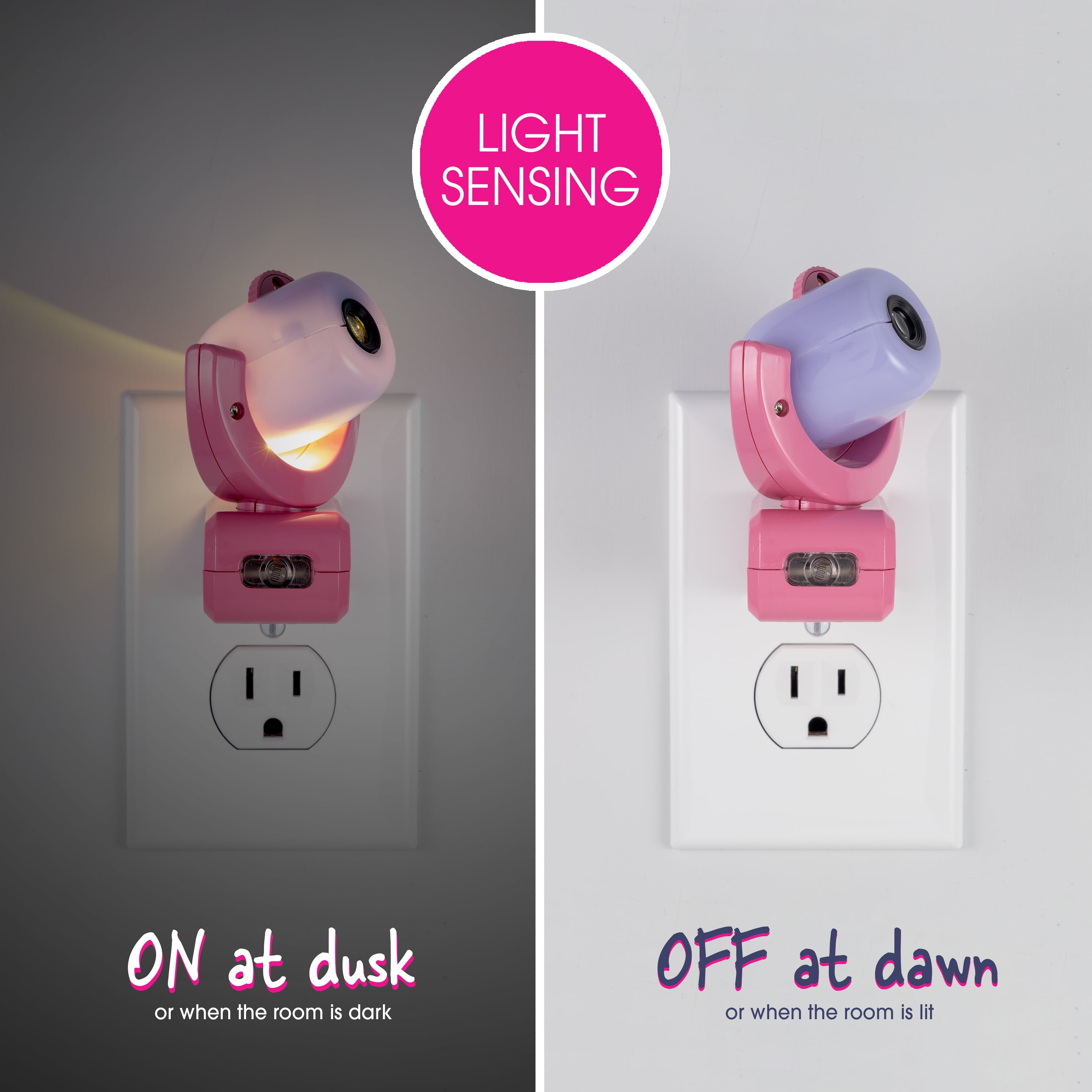 Disney Minnie Mouse Projectables LED Night Light, 6-Image Projection, Light Sensing (Pink, 7.25 in x 1.65 in) xaz2j