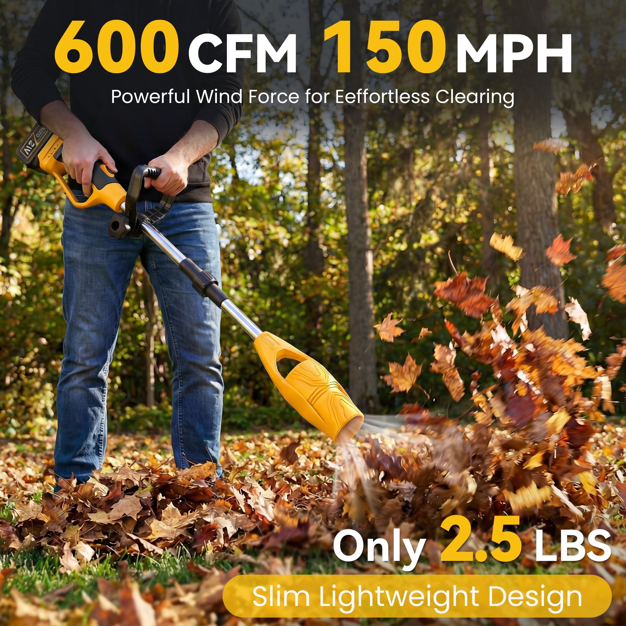HOTREE Cordless Leaf Blower 600CFM High-Velocity Electric Sweeper for Lawn and Patio Maintenance (2.7 lb) zxrgs