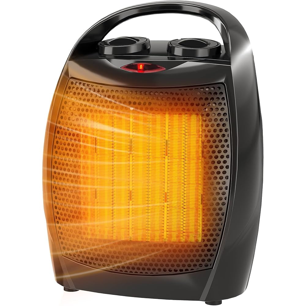 Eastvita Electric Space Heater, Ceramic Desk Heater & Fan with Thermostat (Black, 2.2 lb) y4m06