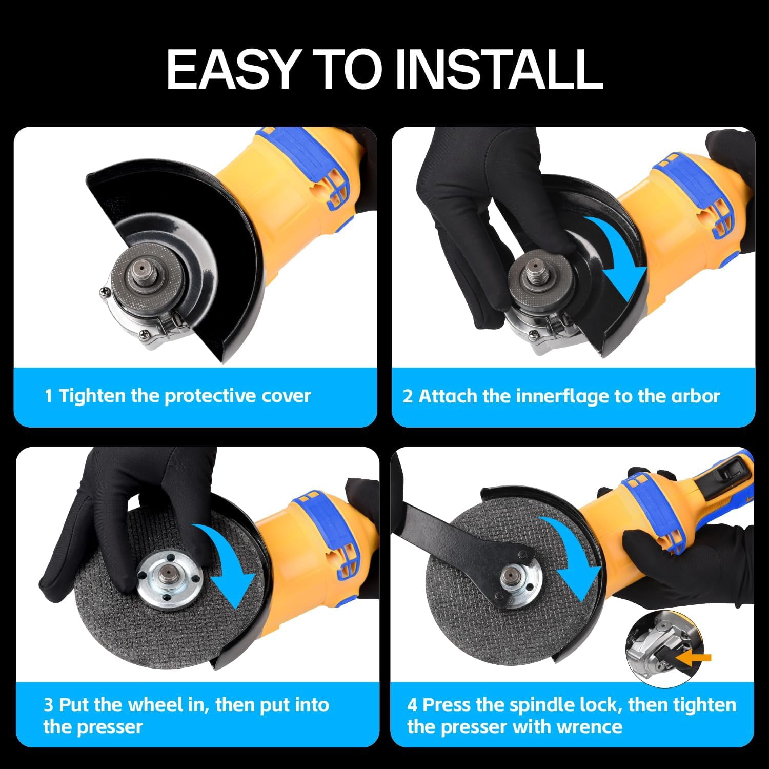 Funnywhale Cordless Angle Grinder for Dewalt 20V Max Battery, Brushless Motor Power Tool for Cutting and Grinding (4.5 in) v3uds