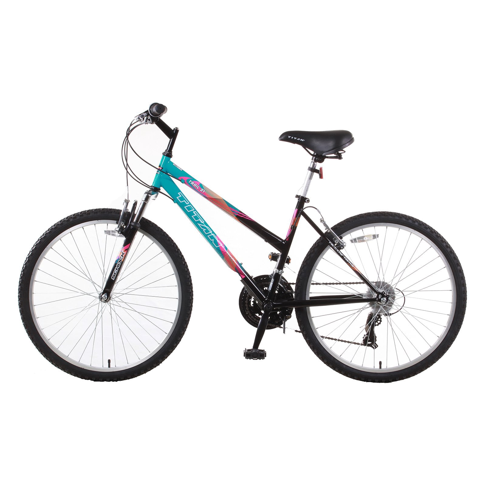 Bike USA 26 in Women's Mountain Bike, 21-Speed Trail Suspension Bicycle (Black, 26 in) 1gh2l