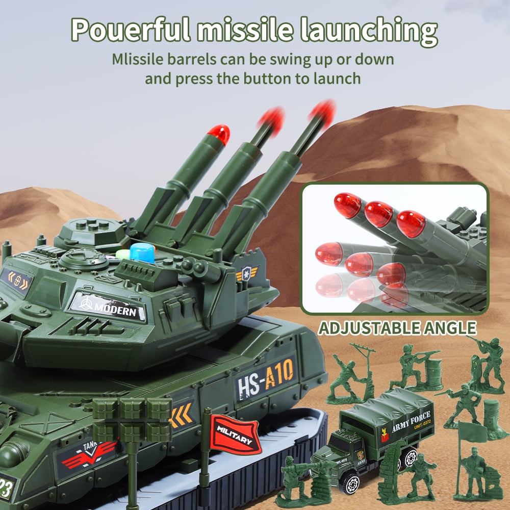 JoyStone Military Vehicle Set Battle Tank Toy with Realistic Light and Sound (6 Pack, Multi-Color) obcu4