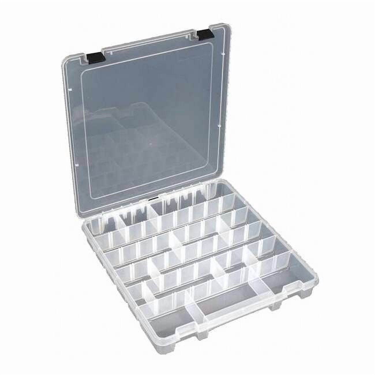 Flambeau Adjustable Compartment Storage Box with Removable Dividers (Clear, 15 in x 14 in x 2 in) 5hhs1