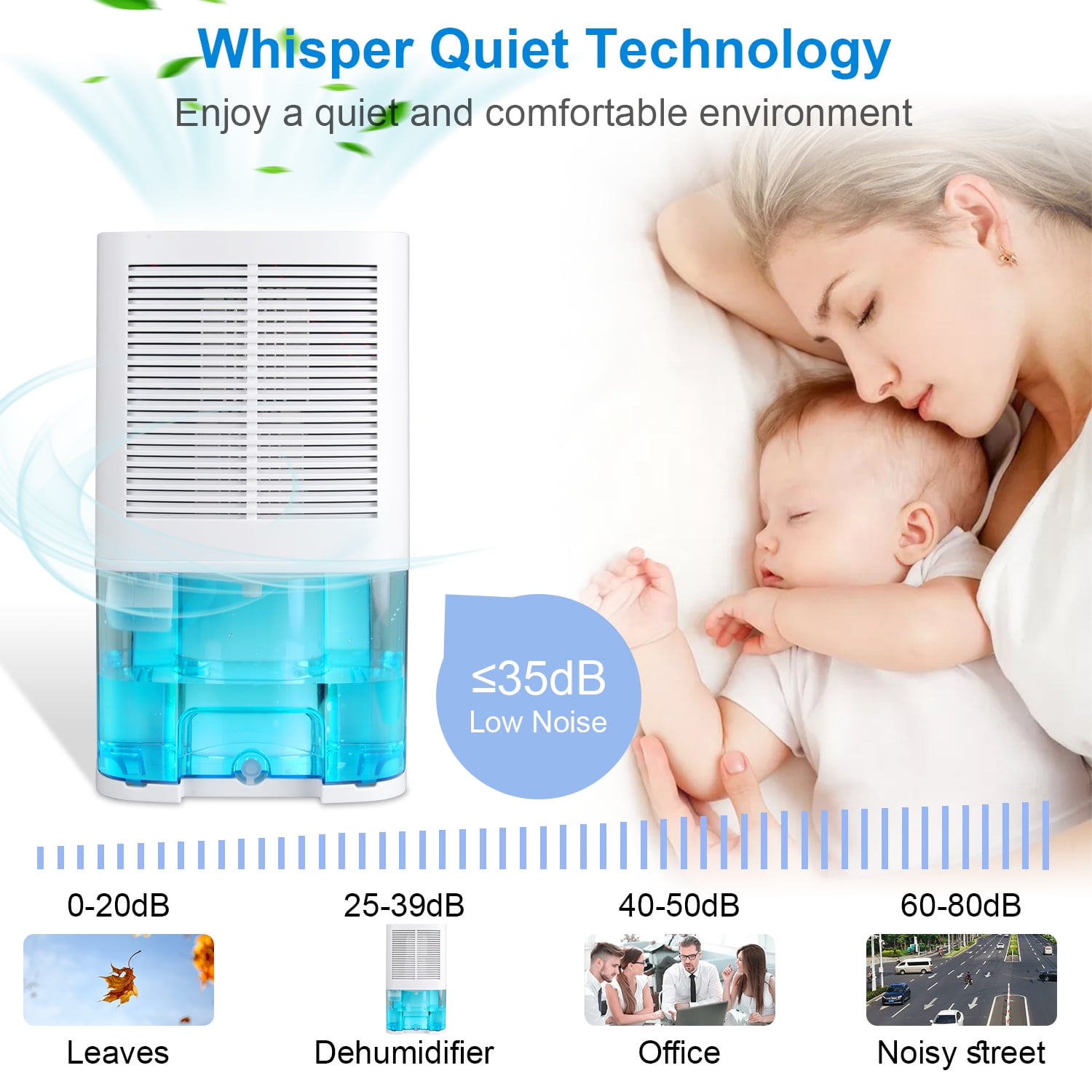 HOPEPOW Dehumidifier for Home, Ultra Quiet Moisture Removal for Bedroom and Bathroom (Green, 4 Pint) tdhwl