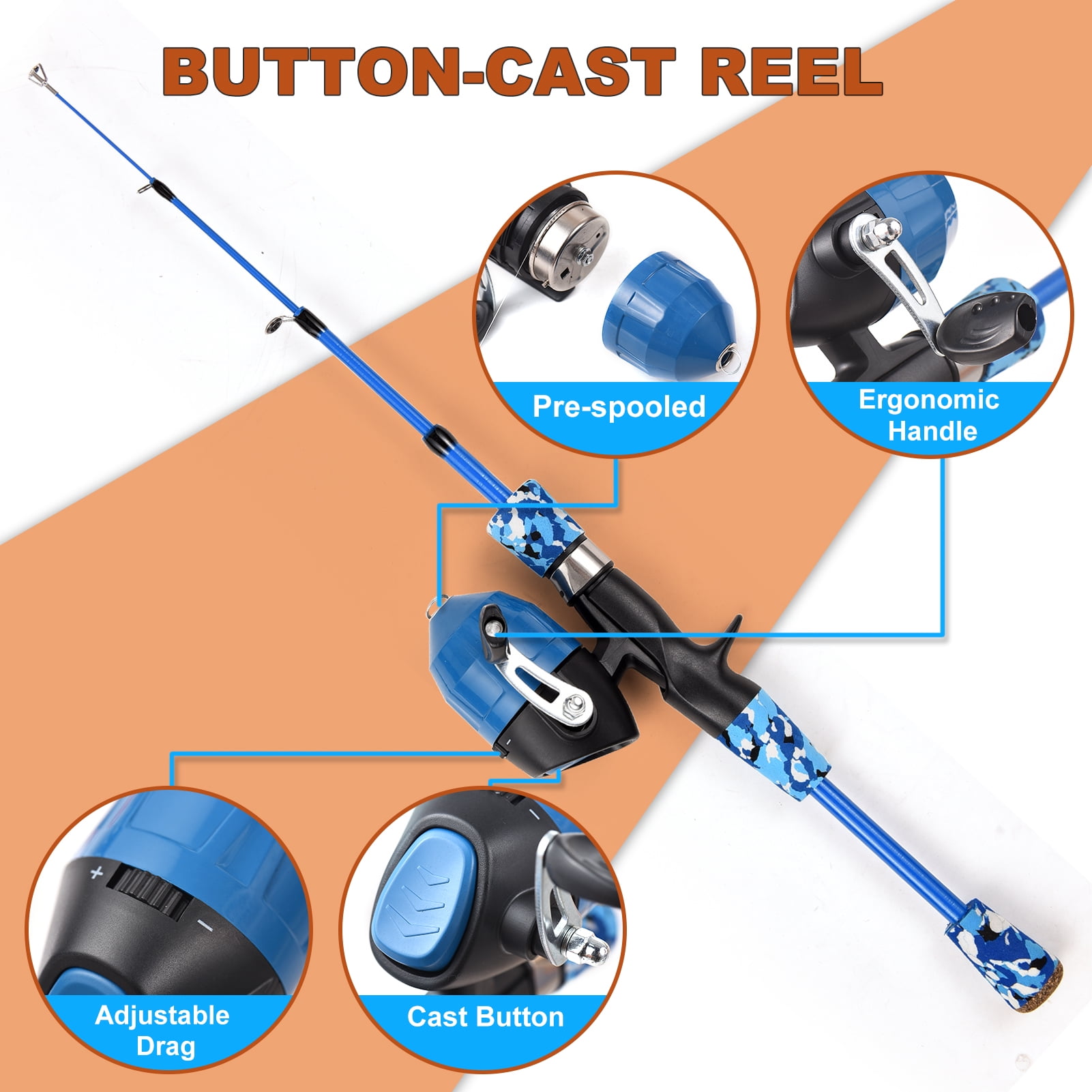 Eccomum Telescopic Fishing Rod and Spincast Reel Combo with Tackle Kit (Pink, 5 ft) dsf37